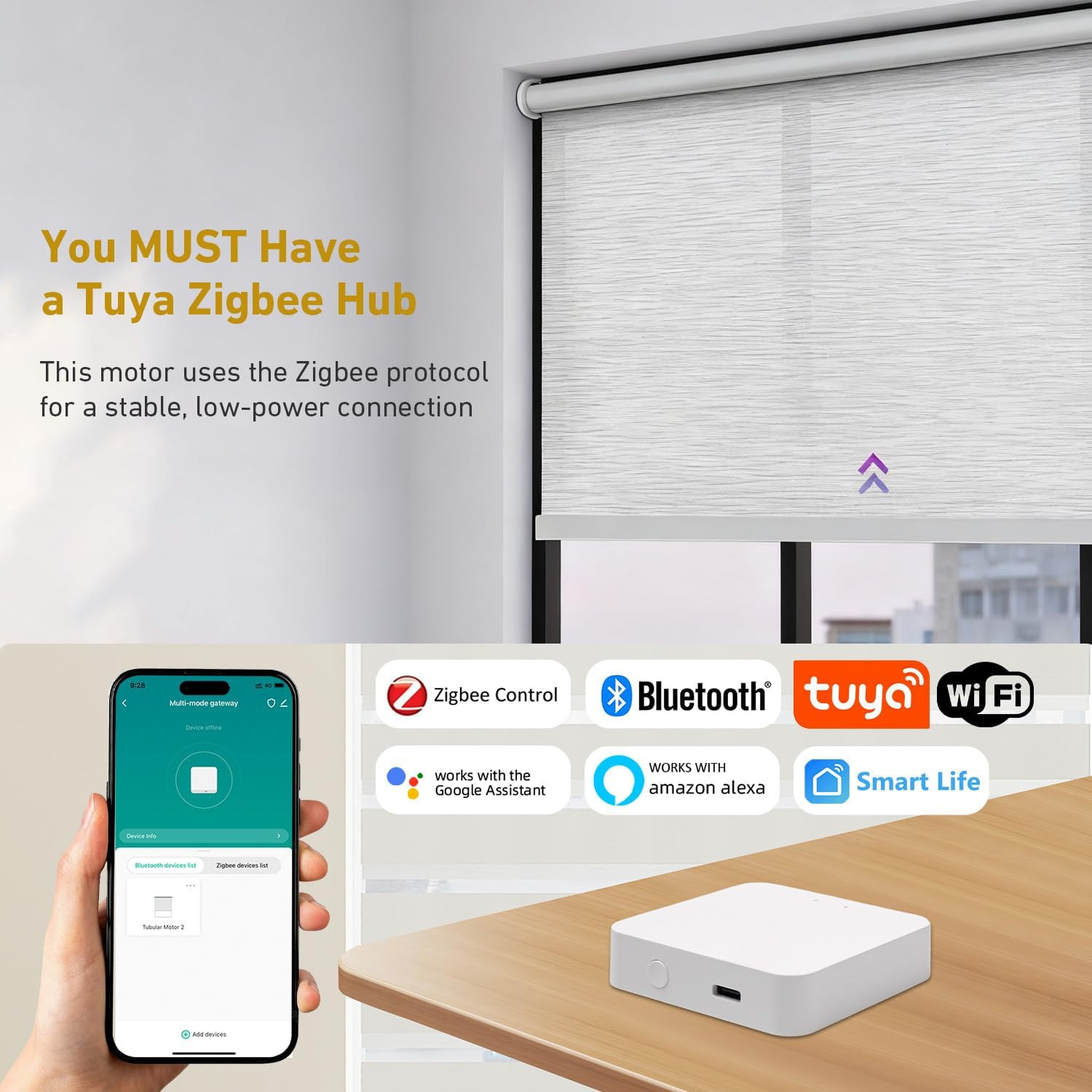 Rechargeable Zigbee Blinds Motor – Wireless Control with Alexa & Google Home