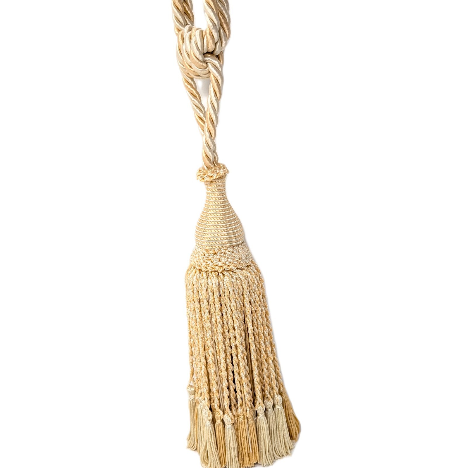 Curtain Drape Tie back Twisted Rope Tassel Ivory Light Peach Ornate 31″ Length