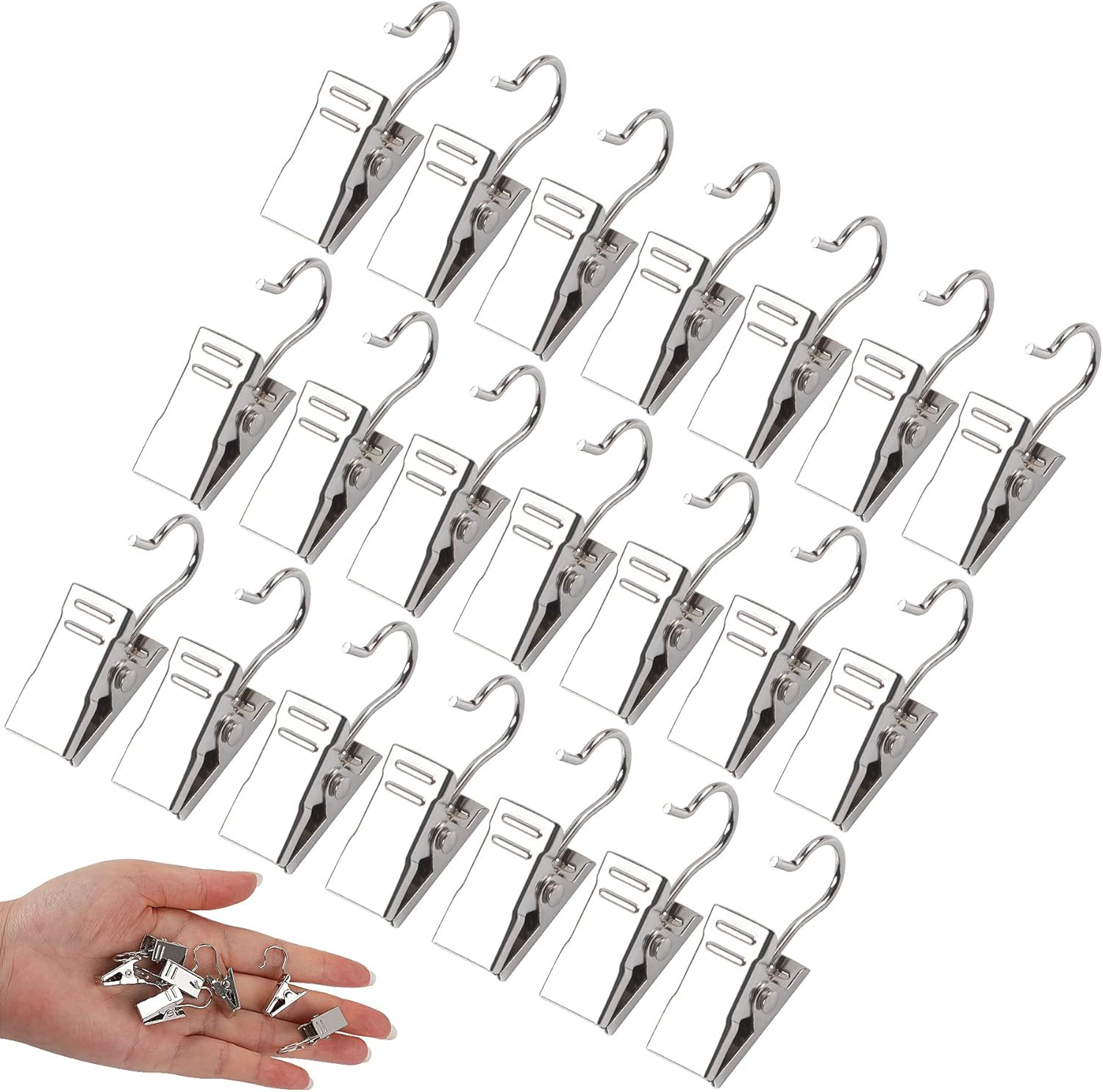 30 Pack Mini Heavy-Duty Hook Clip Set Curtain Clips for Photos Home