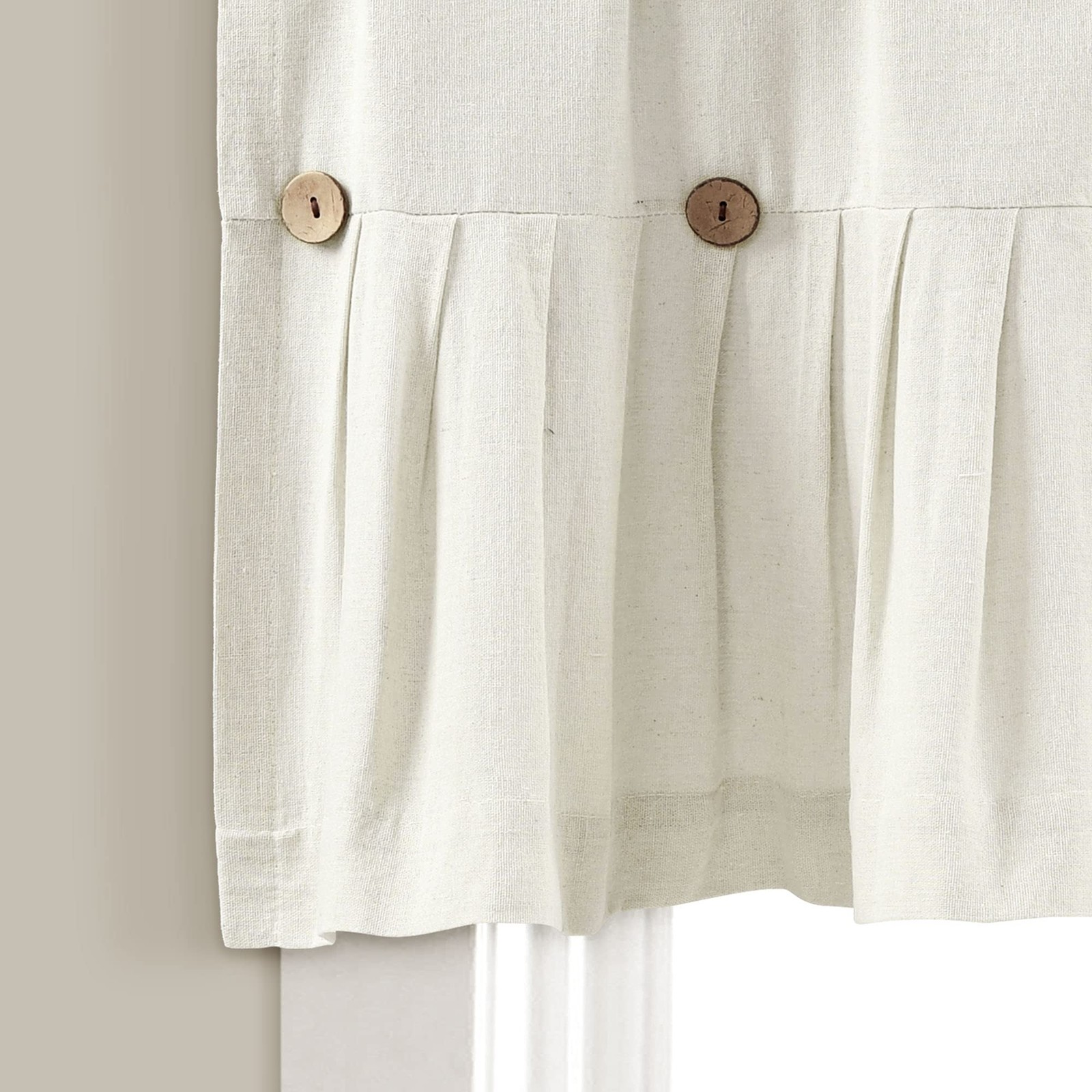 Linen Button Farmhouse Valance Curtians 84″W x 18″L Off White – Linen Valance…