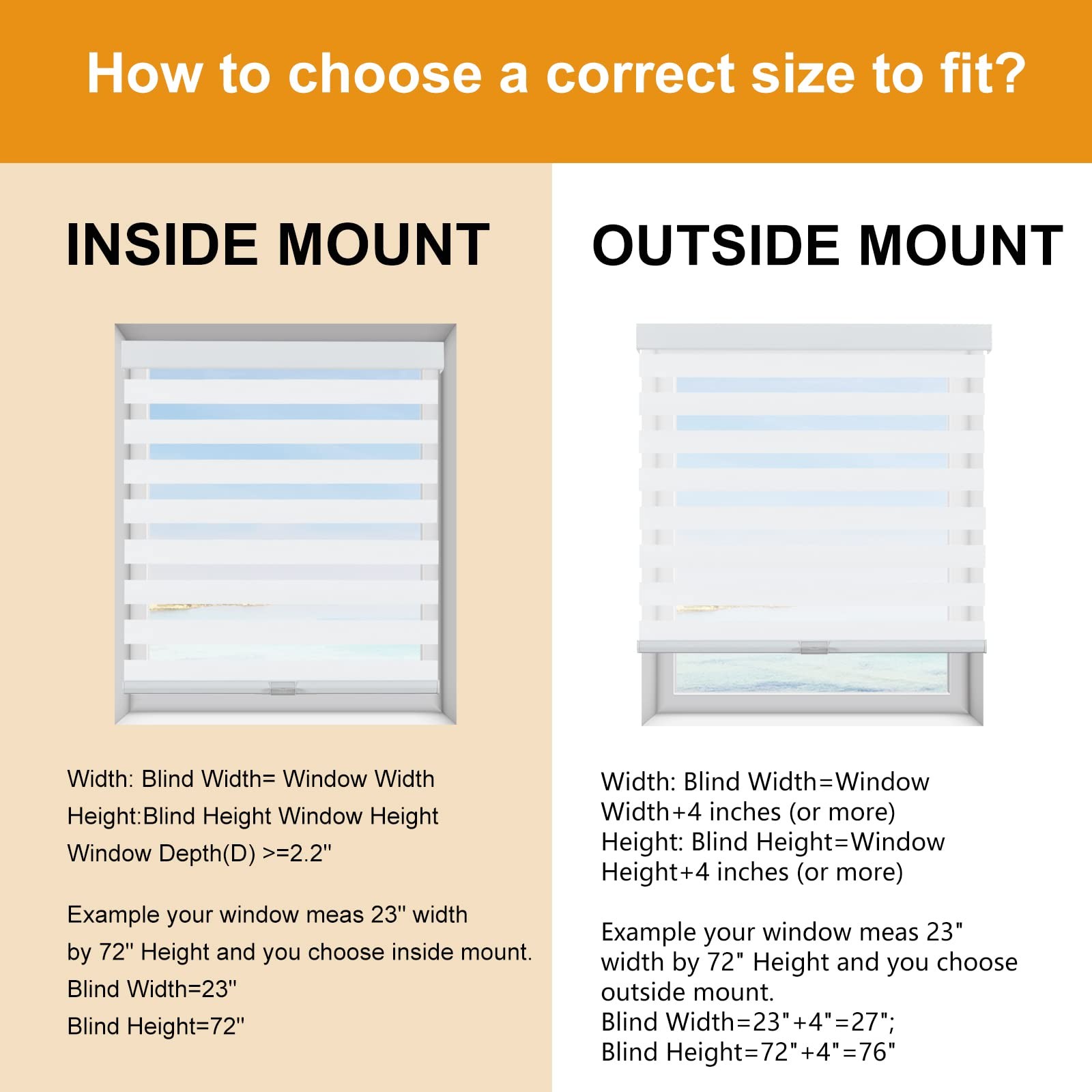 Persilux Cordless Zebra Blinds for Windows (20″ W x 72″ H, 20″w X 72″h, White
