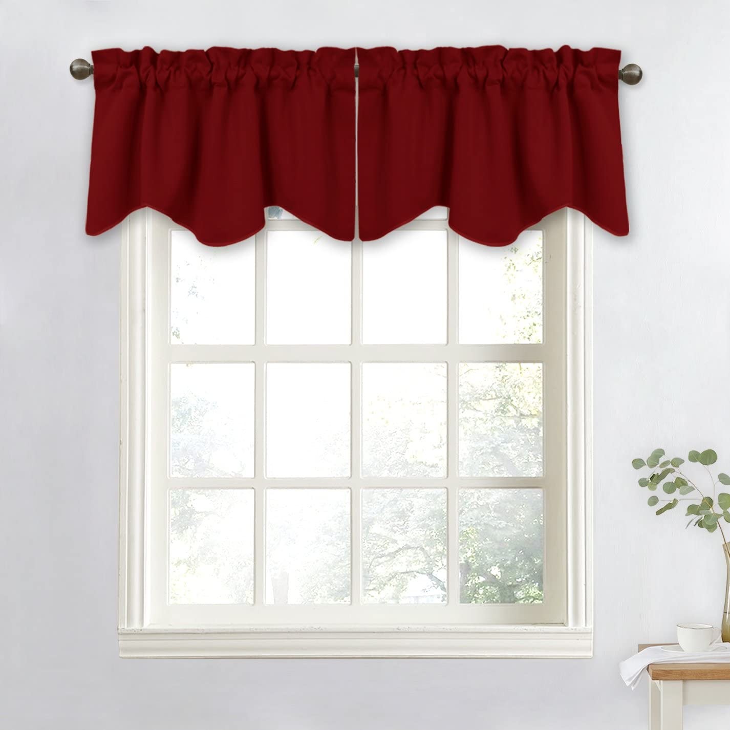 Window Valance – Burgundy Red Blackout Valance Elegant 52 inches by 18 inches…