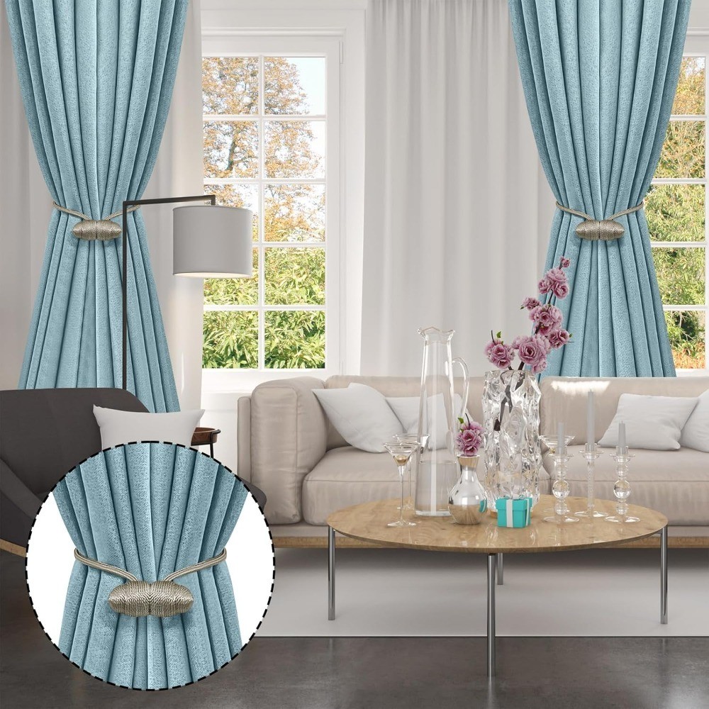 4PCS Beige Boho No Drill Magnetic Curtain Tiebacks for Home Decor | Decorative