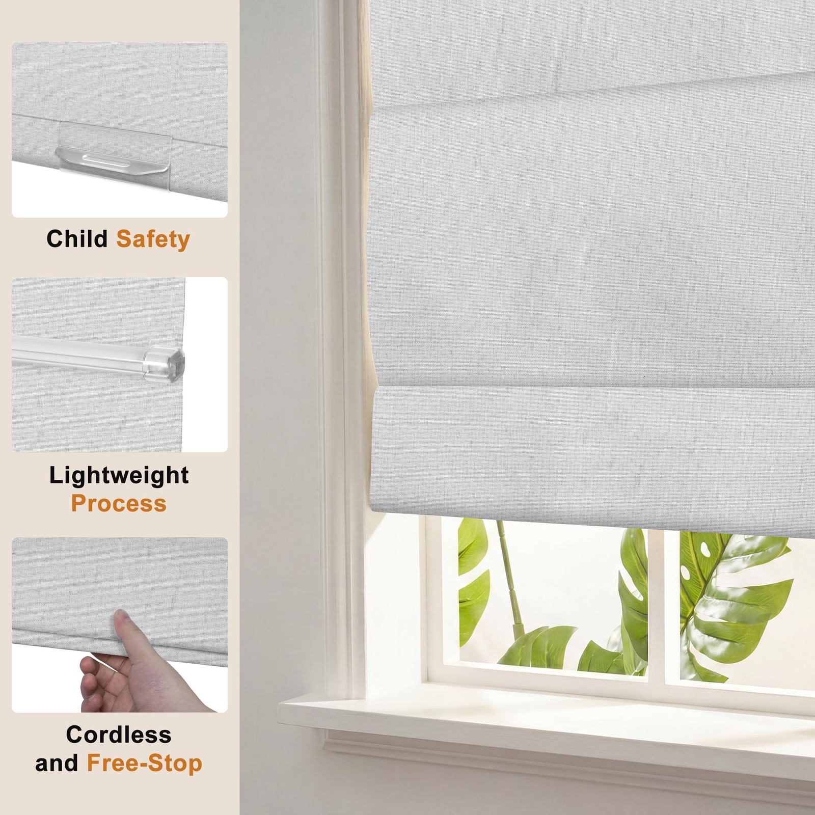 Doing-X Blackout Roman Shade Blackout-Gray 32×64