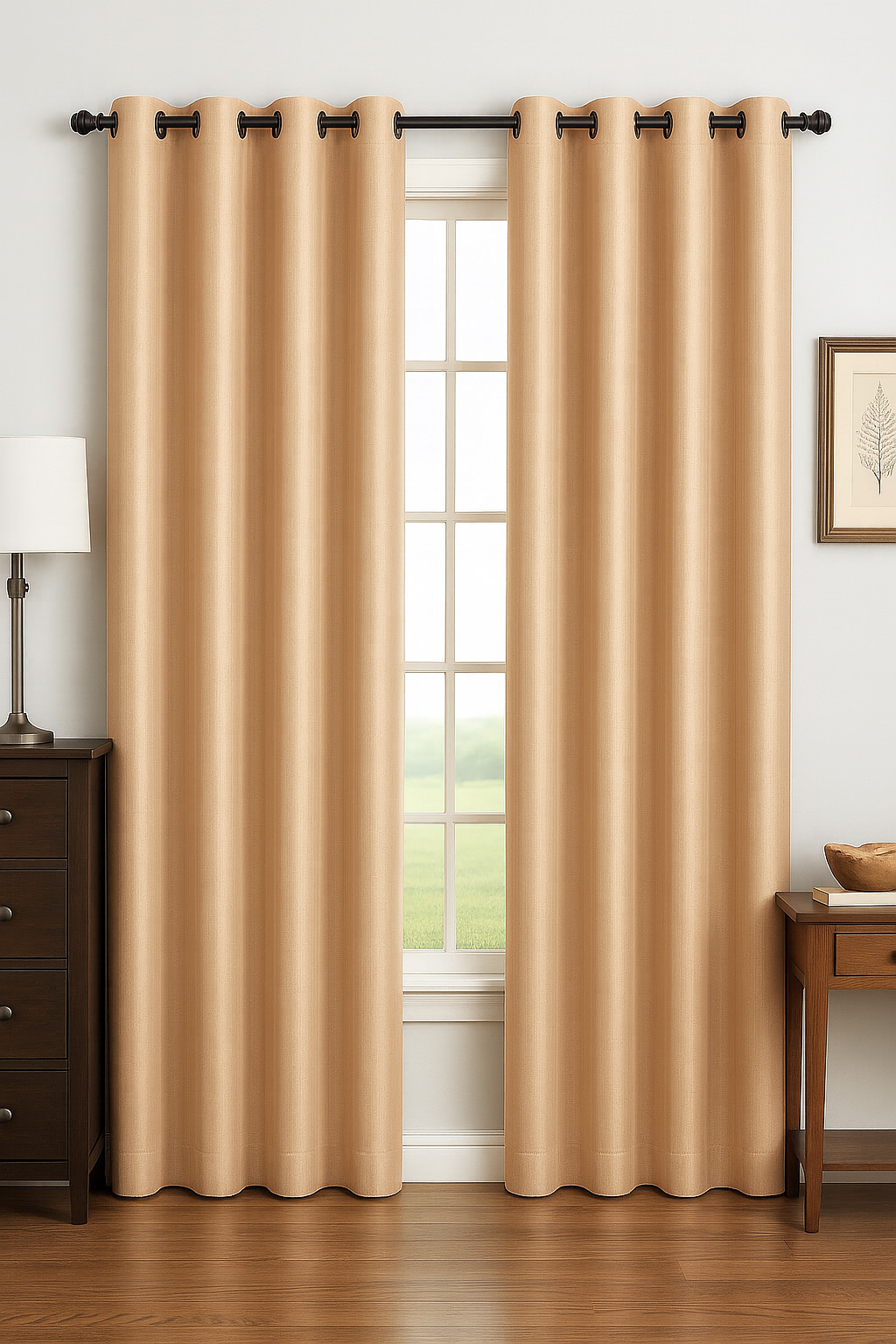 Luxury Glow Faux Silk Curtain Panel-1 Panel, 8 Grommets,Elegant & Light Blocking