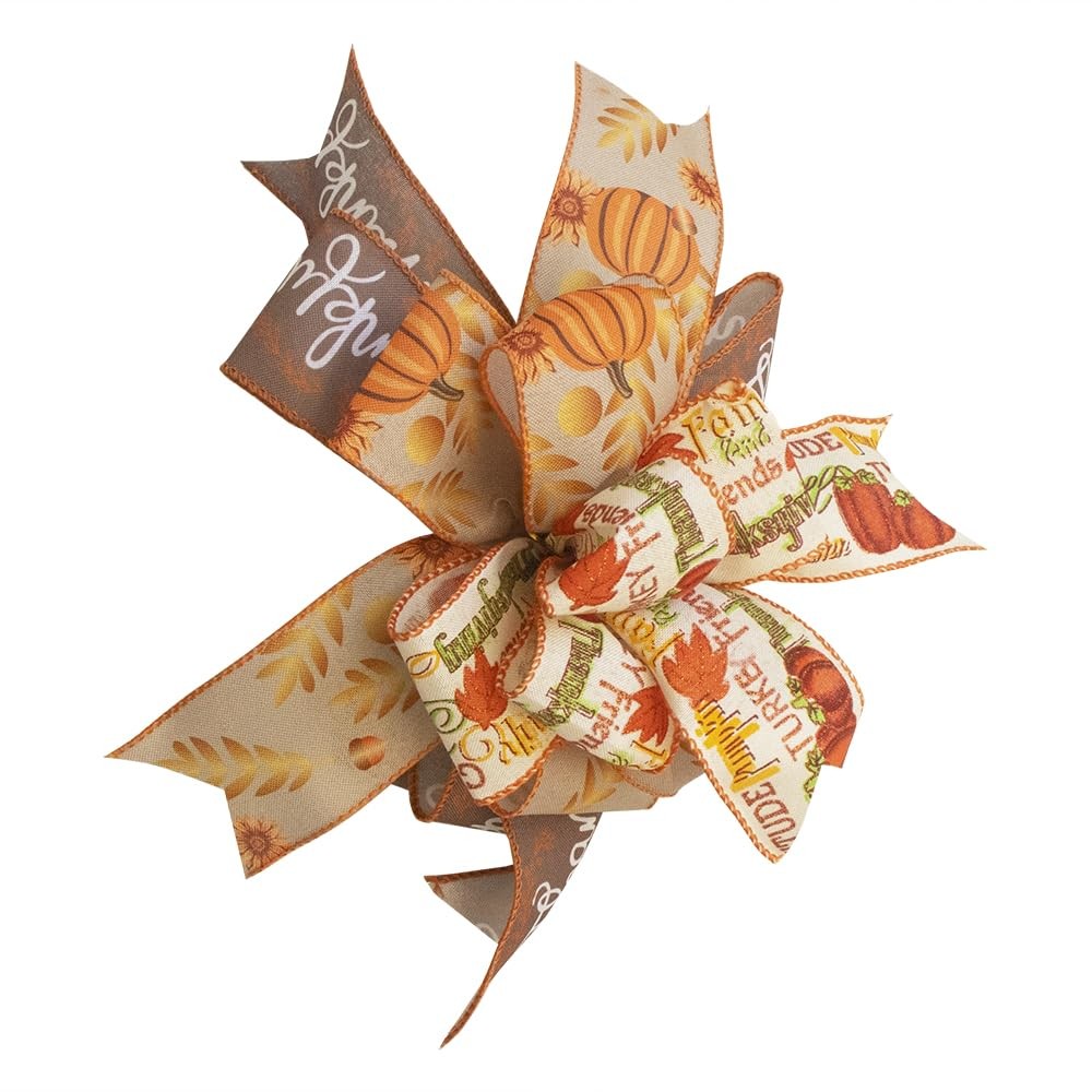 Fall Lantern Bow Wreath Bow Decor Bow Halloween Lantern Bow Orange Pumpkin La…