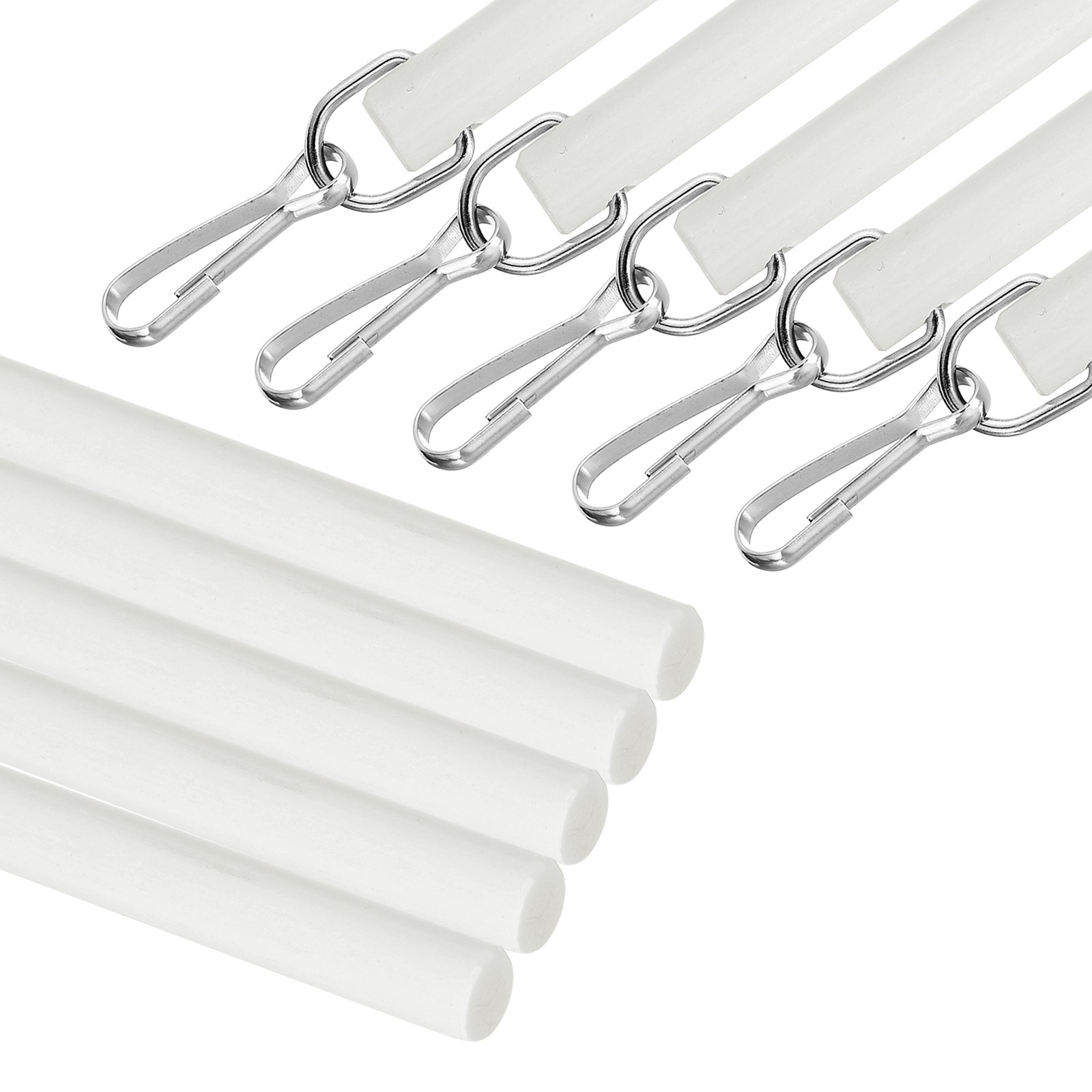 5Pcs 17″ Acrylic Drapery Wand Universal Curtain Pull Rod with Snap Hook White