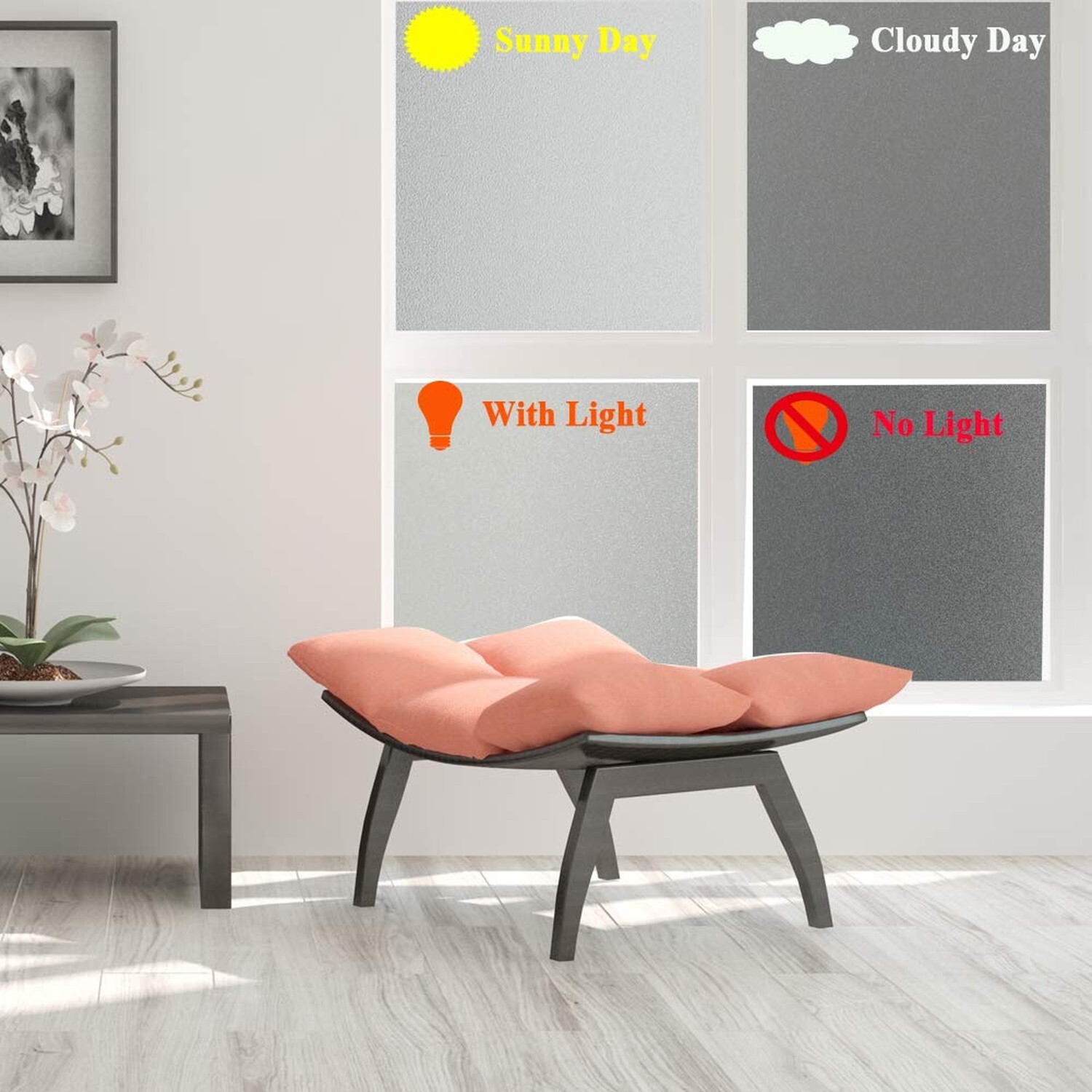Frosted Window Film,Privacy Static Cling Glass Door Film,Removable Stained Gl…