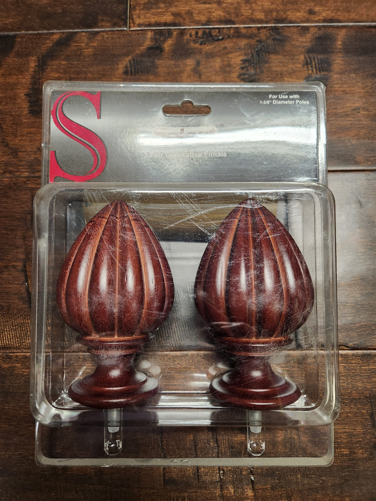 1 Pair of Select Bedford Finials for 1-3/8″ Dia Pole. 13-116-03 in Mahogany
