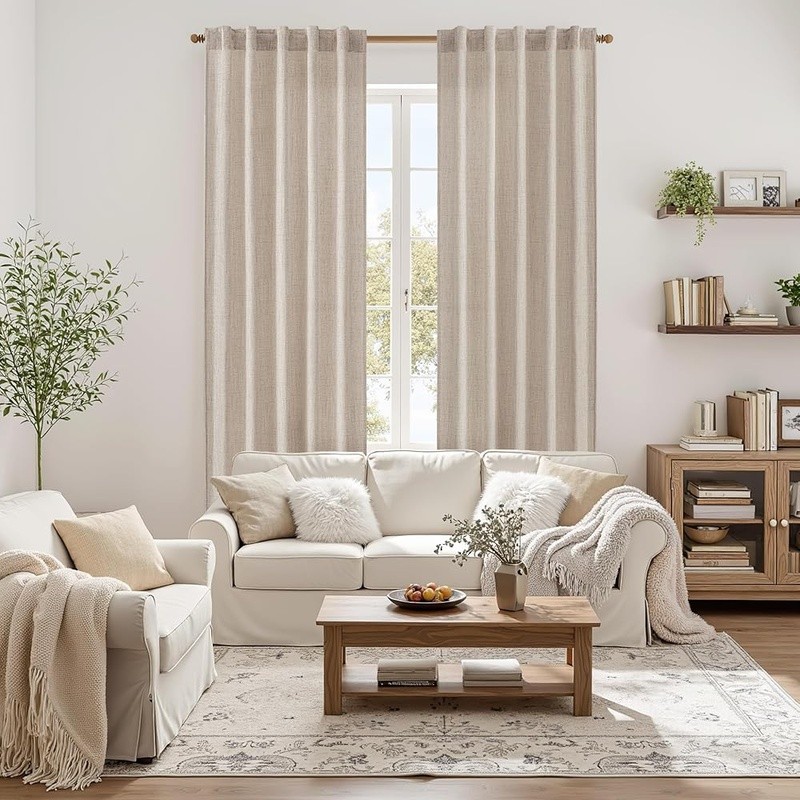 Thick Semi Sheer Curtains Light Filtering Room Divider Privacy Panels 2 Pack New