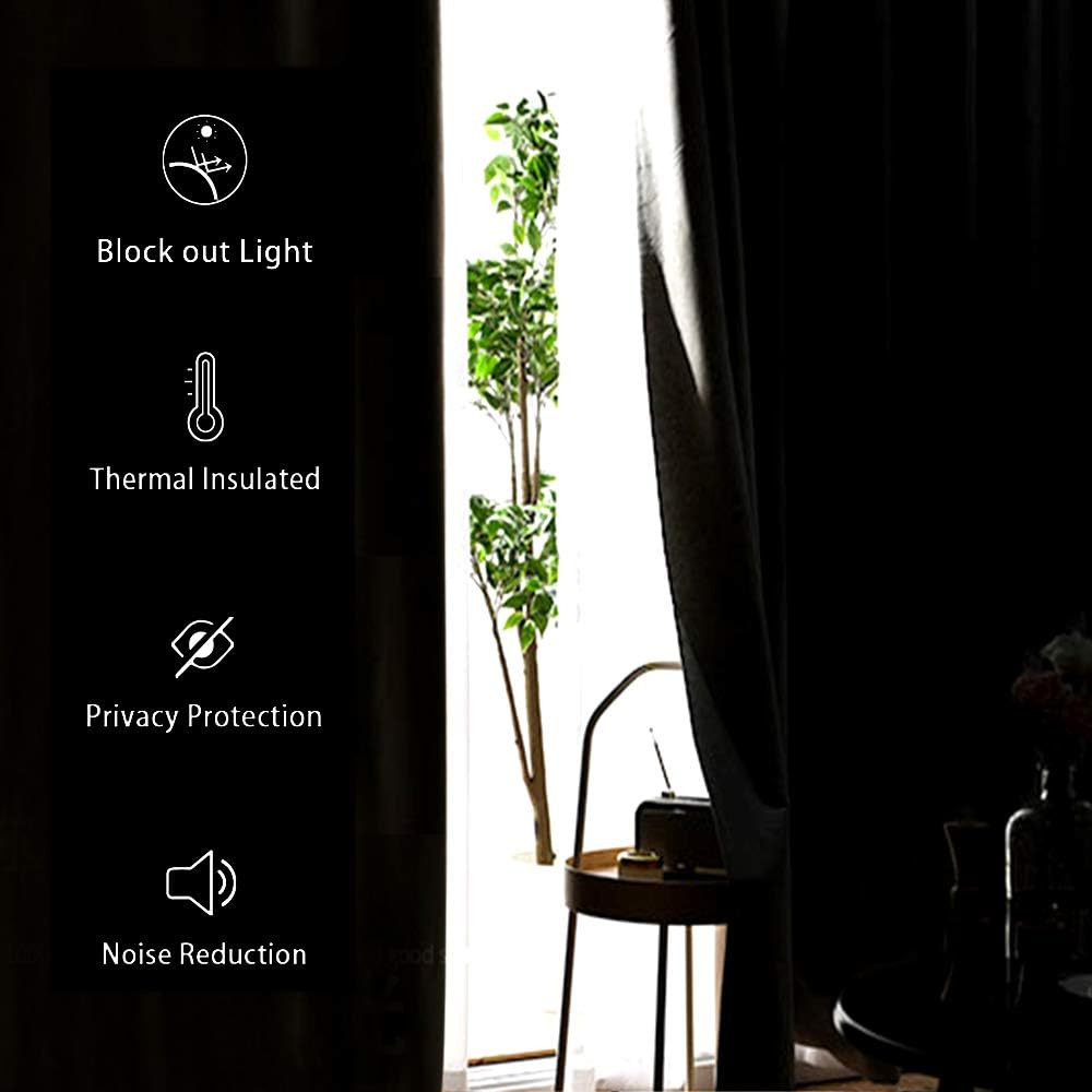 Blackout Curtains with Tiebacks – Thermal Insulated, Light Blocking and Noise Re