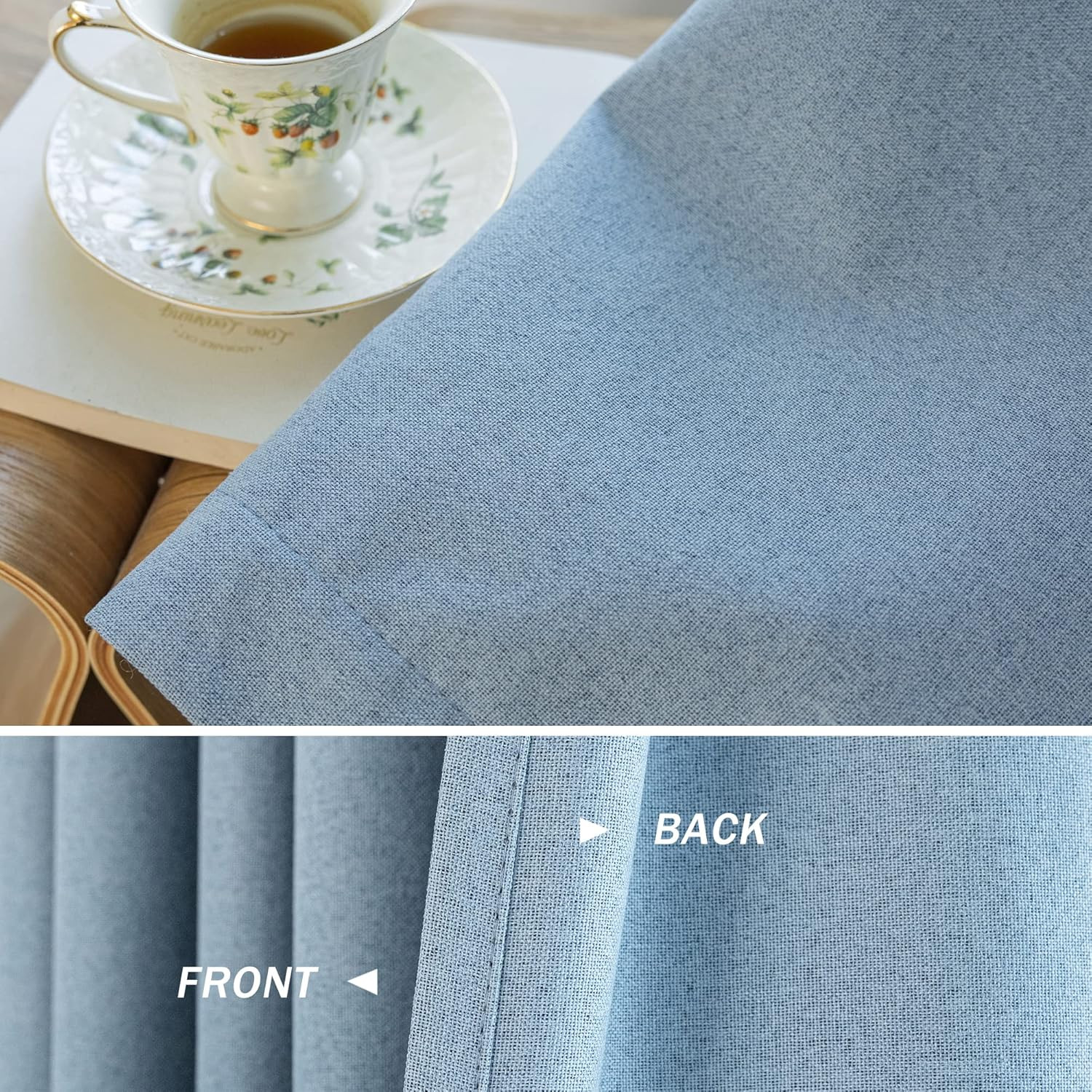 Dusty Blue Pleated Curtain 54×96″ – Total Blackout Thermal Insulated Drape