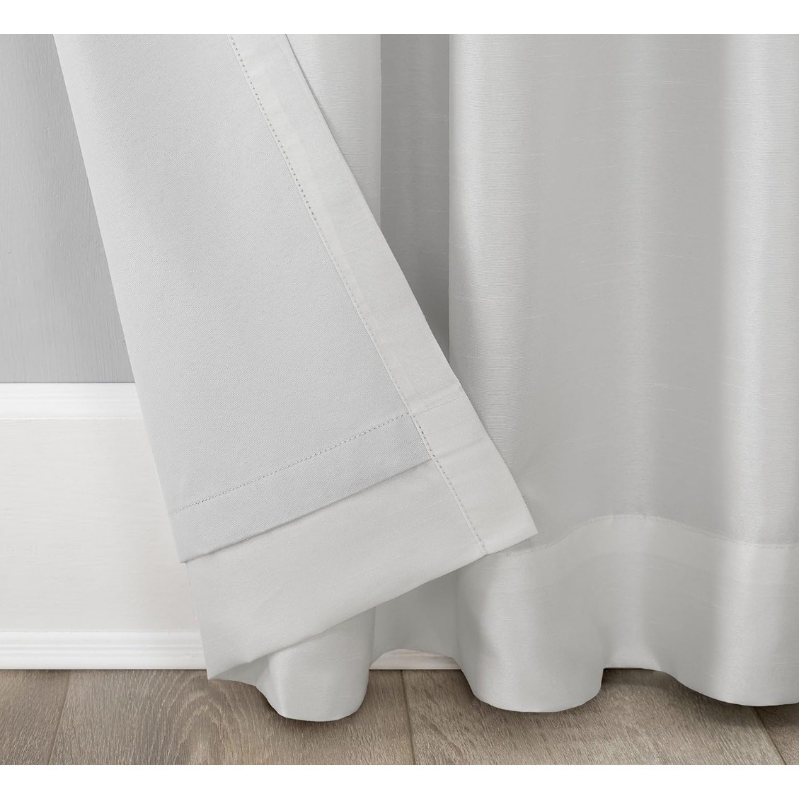 Sun Zero Greyson Pearl White Curtain Panel 50″ x 108″ Blackout Faux Dupioni Silk