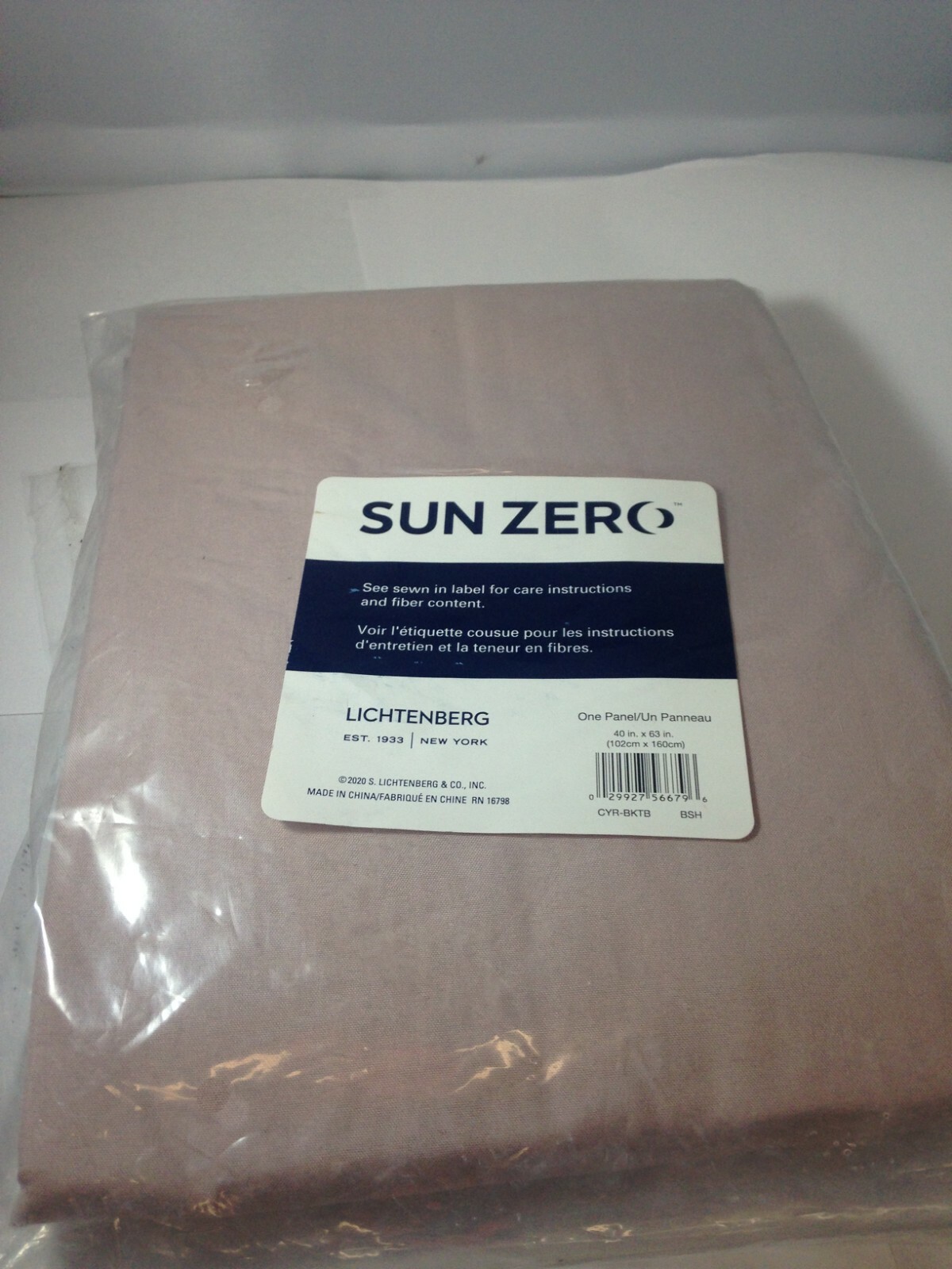 Sun Zero Cyrus Thermal 100% Blackout Back Tab Curtain Panel, 40″ x 63″, Blush Pi