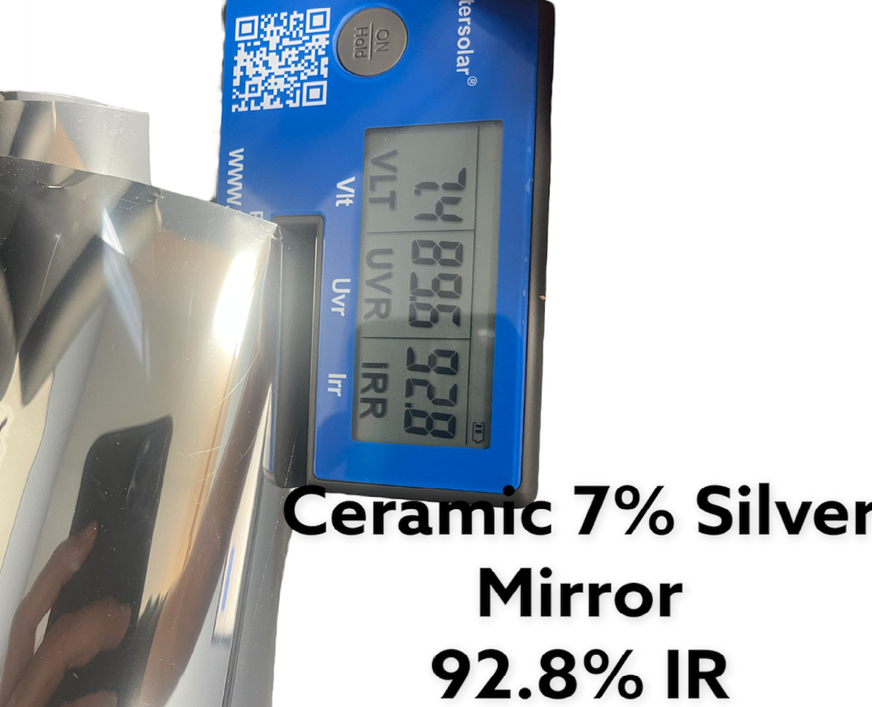 One Way MIRROR Tint Silver 7% 60″x 10′ Feet Window Film Ceramic 92.8% IR