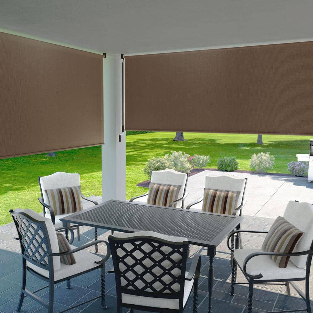 Coolaroo Exterior Roller Shade Walnut Fade Resistant Fabric 48 in. W x 96 in. L