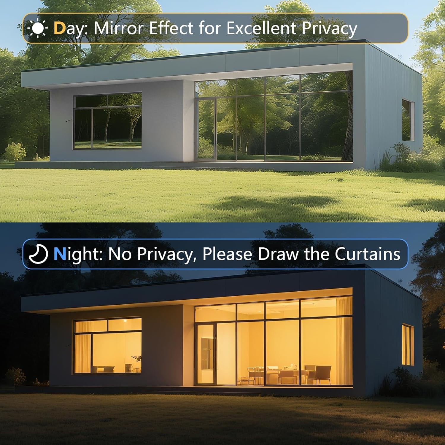 UV Blocking One Way Window Film with Tools – 17.5×78.7 Inch Installation Kit