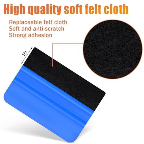 4 Pcs Felt Squeegee for Vinyl, 4 Inch Felt Edge Vinyl Squeegee Blue & Black