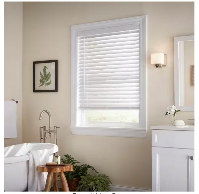 White Cordless Faux Wood Blinds 2 in. Slats – 35.75 in (35.25) W x 36