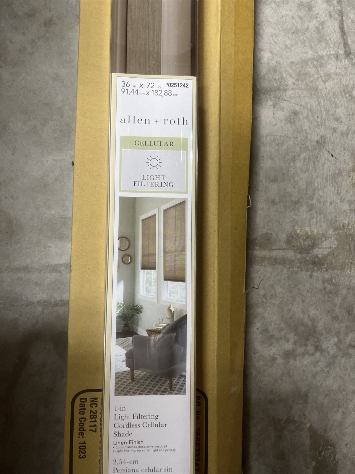 Allen + Roth 36 X 72 Light Filtering Cordless Cellular Shade