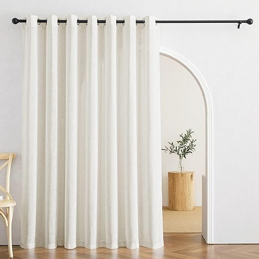 Curtains for Large Window Decor Linen Textured Semi Sheer Privacy 100W x 84L