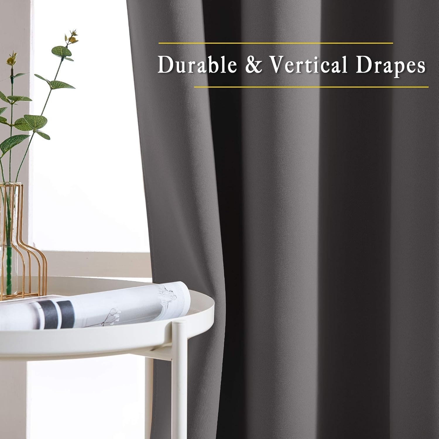 Energy-Efficient Gray Blackout Curtains, 2 Panels – 84” Long Window Treatments