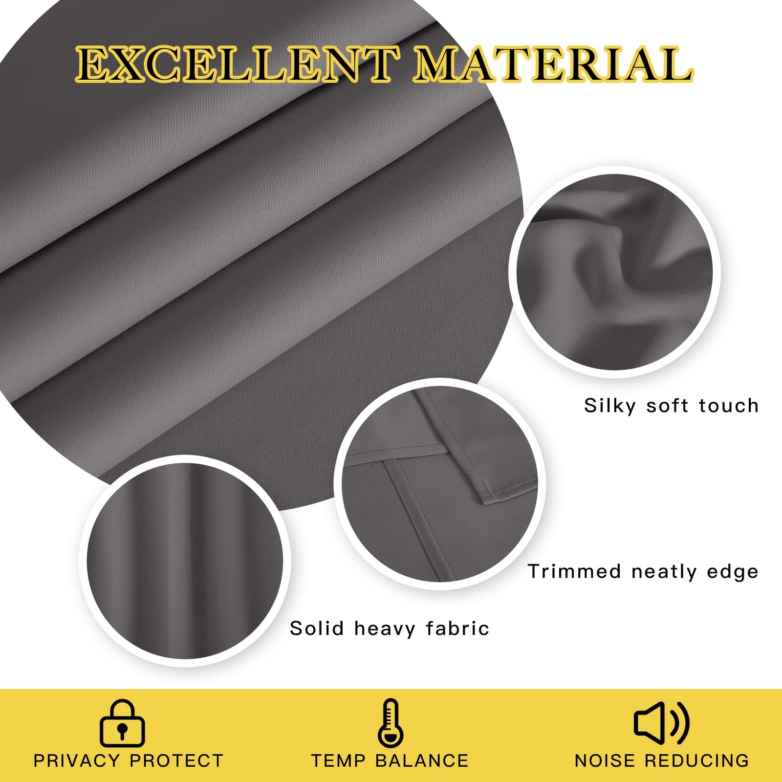 Grey Blackout Patio Sliding Door Curtains 84 inch Length, Grommet Room Divide…