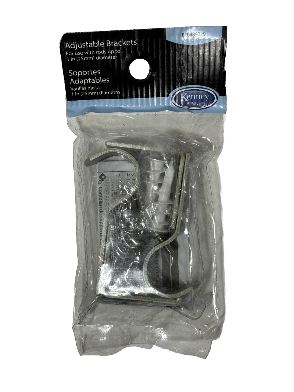 Kenney Adjustable Brackets Brushed Nickel 2 Pack For Use With Rods 1″ 810489229
