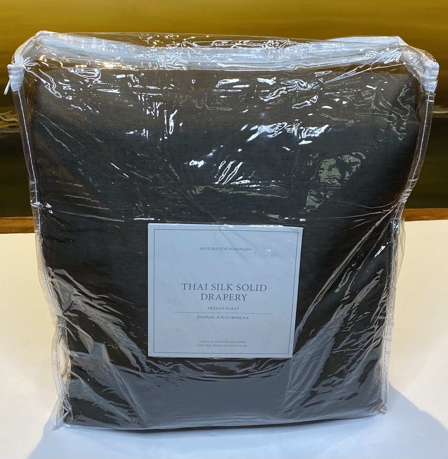 Restoration Hardware Thai Silk Solid Drape French Pleat 46 x 84 Charcoal $775