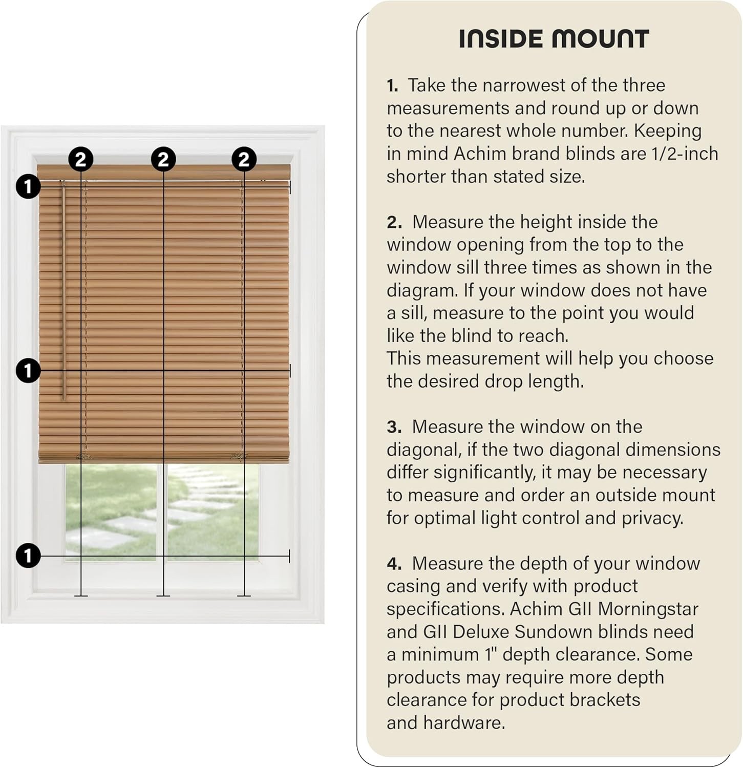 Cordless Light Filtering Mini Blinds for Indoor Windows – 29 Inch Width, 64 I…