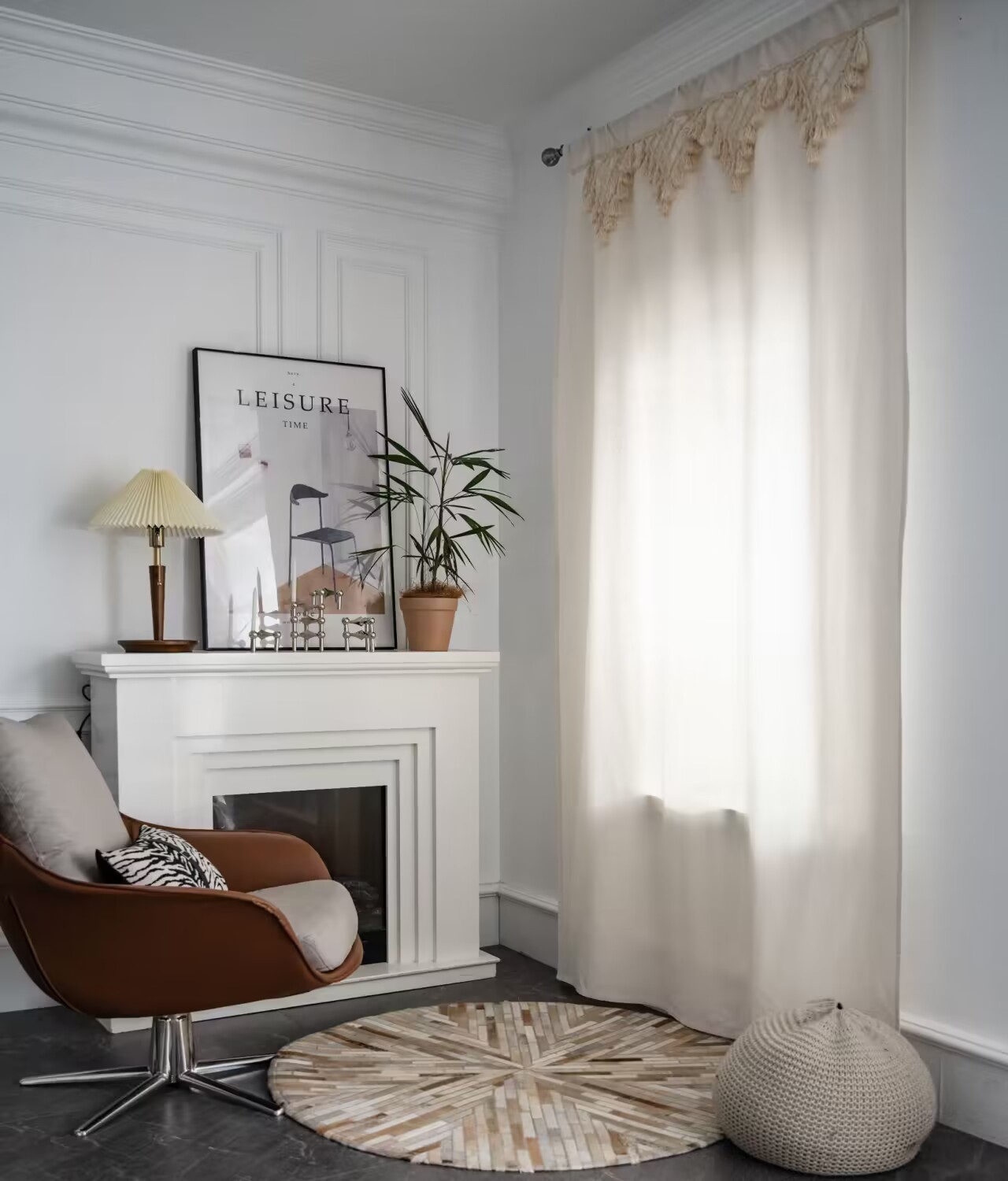 White and Fresh Window Curtain Panel 1pc – Linen Blend Light Filtering Bedroom