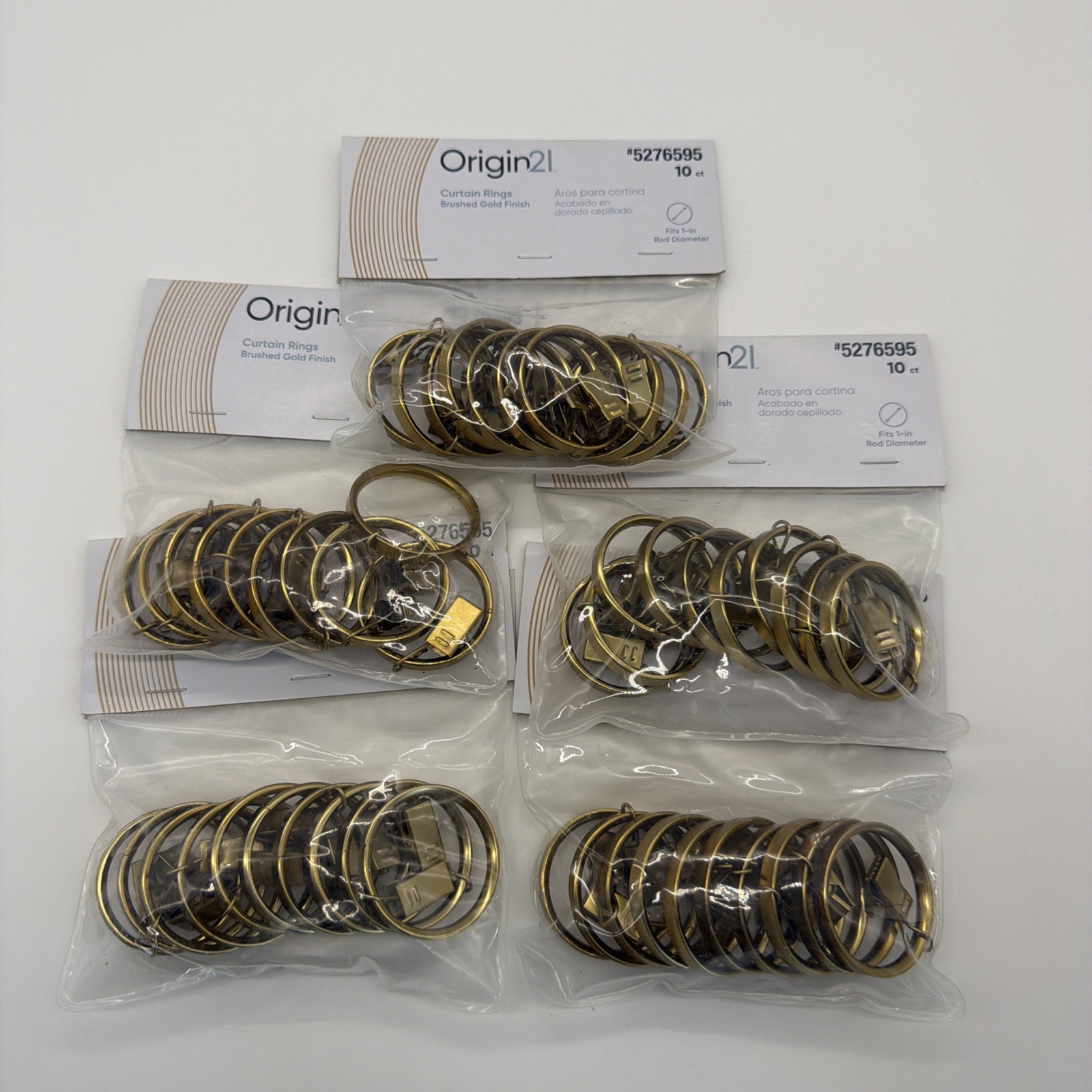 Bundle of 5 – Origin 21 Curtain Rings – Brushed Gold Finish (10 ct) #5276595