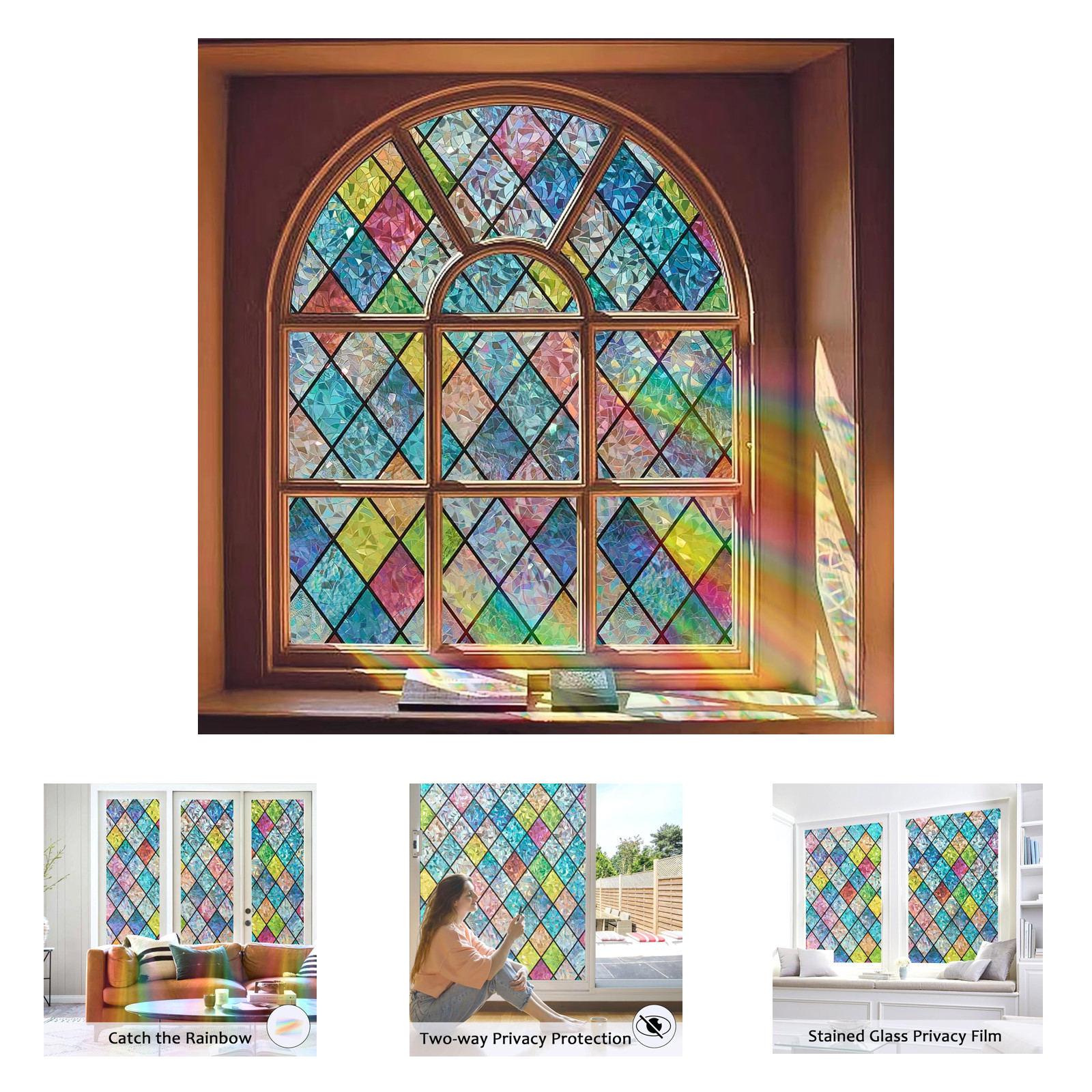 Window Privacy Film Static Cling Frosted Glass Decorative UV Resistant 17.5 x