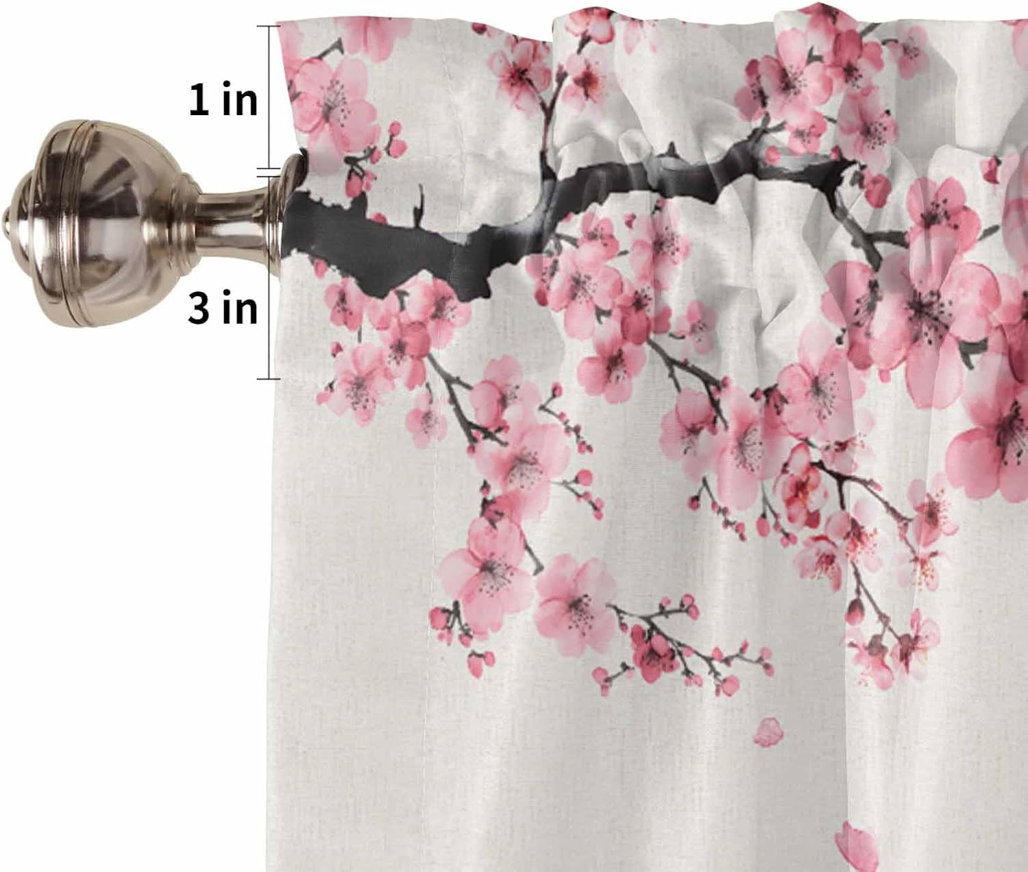 Cherry Blossom Curtain Valance for Windows/Living Room/Kitchen/Bathroom/Farmhous