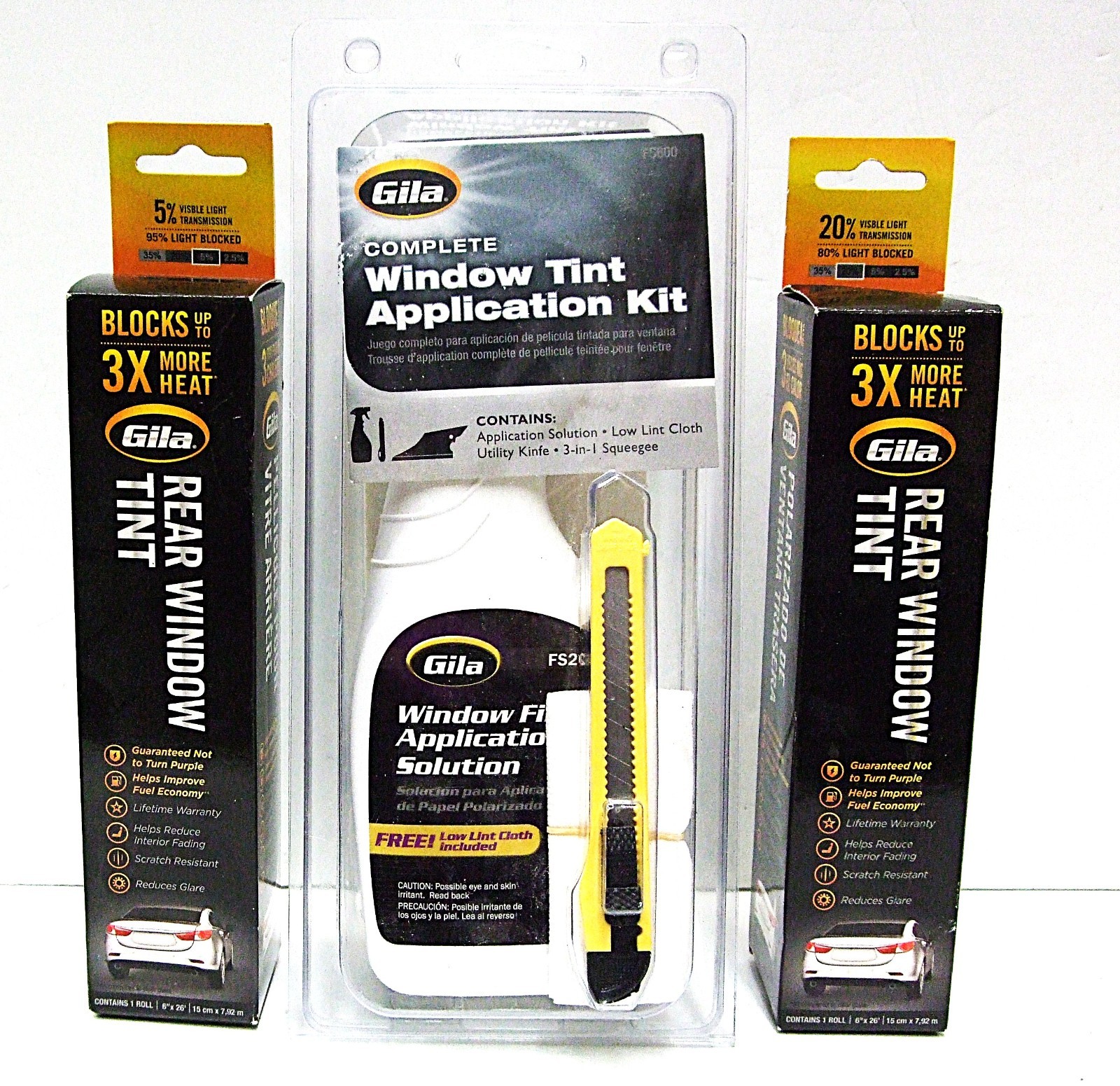 Gila FS600 Window Film Application Tool Kit & 2 each Rear Window Film 6″ x 26′