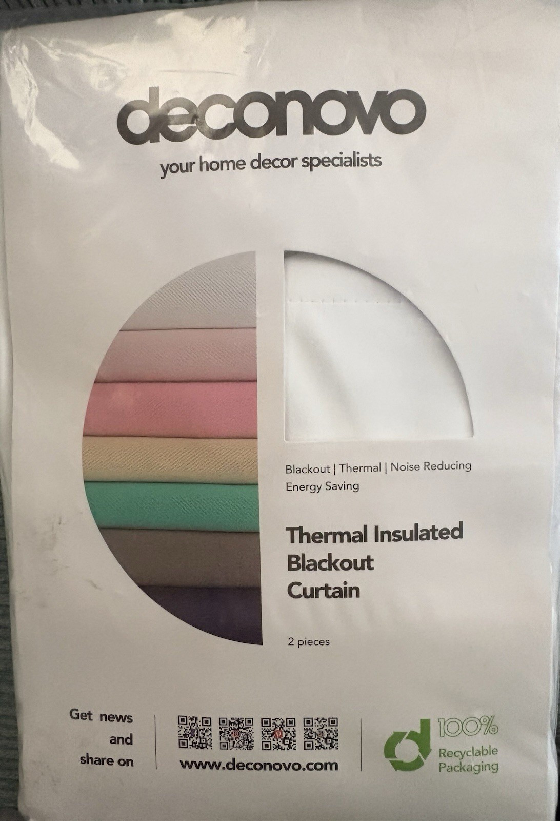 Deconovo Thermal Insulated Blackout Curtains 2 Panels White 42 x 45 in Grommet