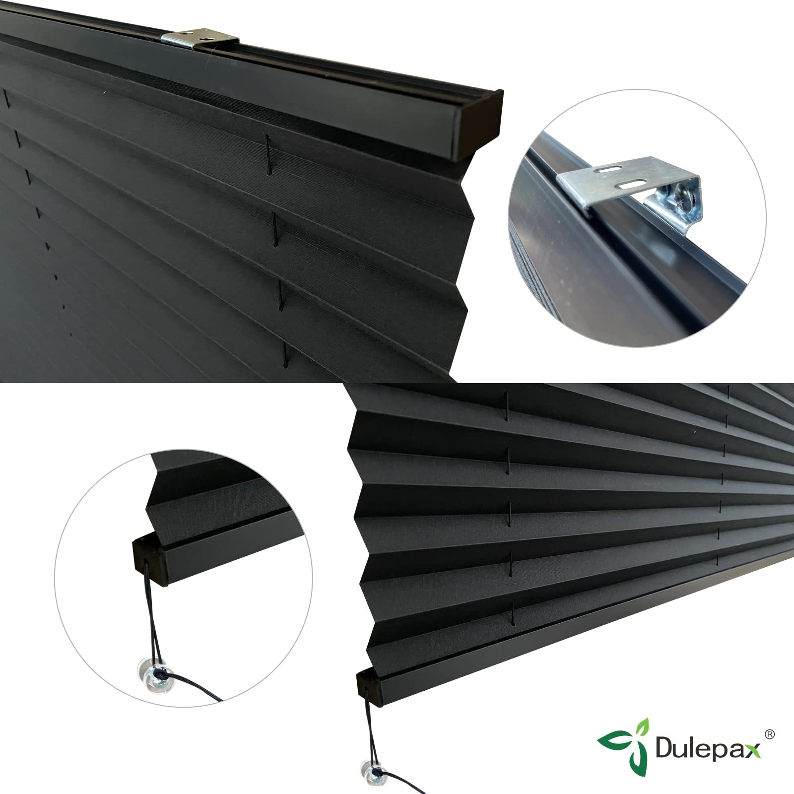 Dulepax RV Blinds – Pleated Shades, 14″ W x 24″ L Black RV Window Shades for …