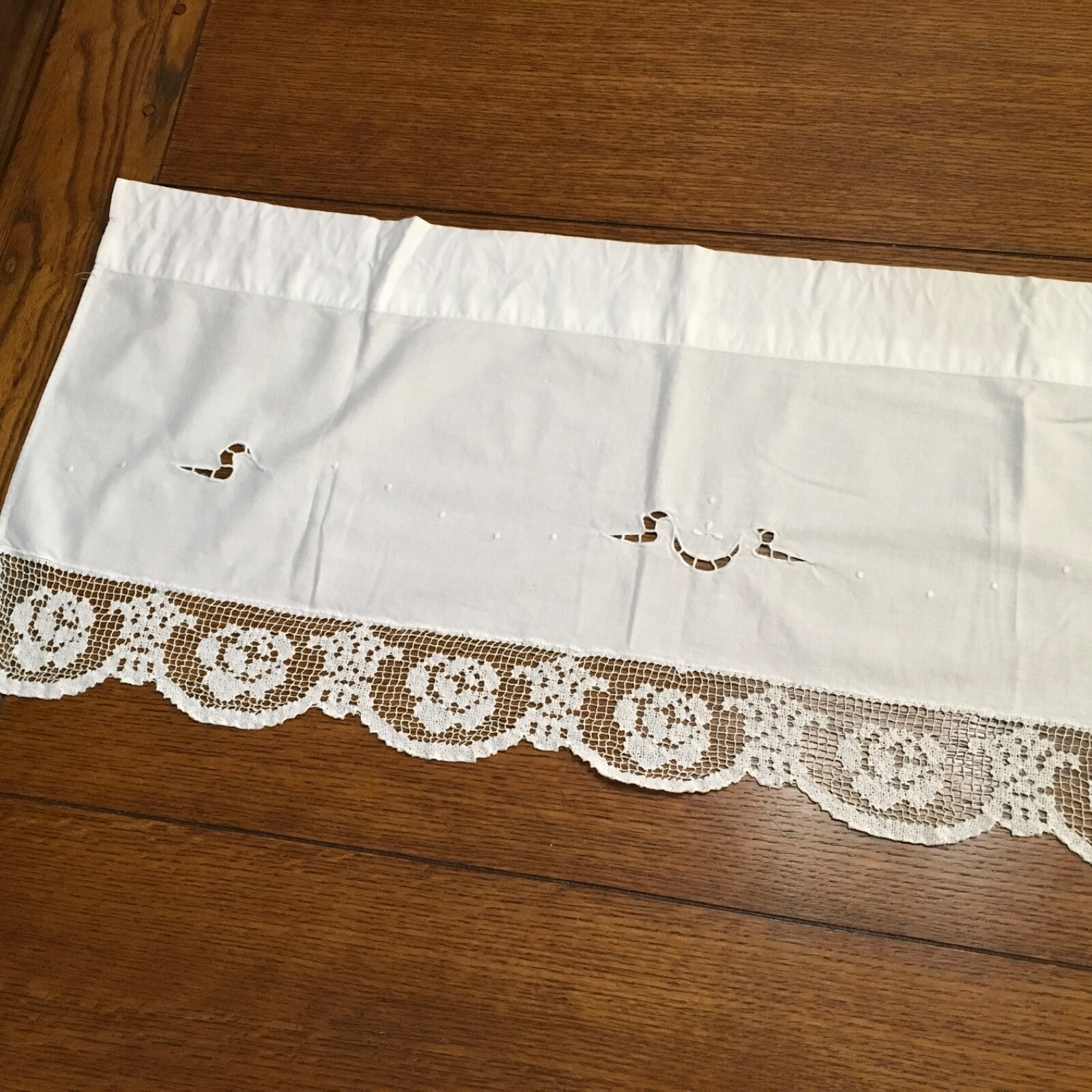 Battenburg Lace Window Valance 64×13 vintage