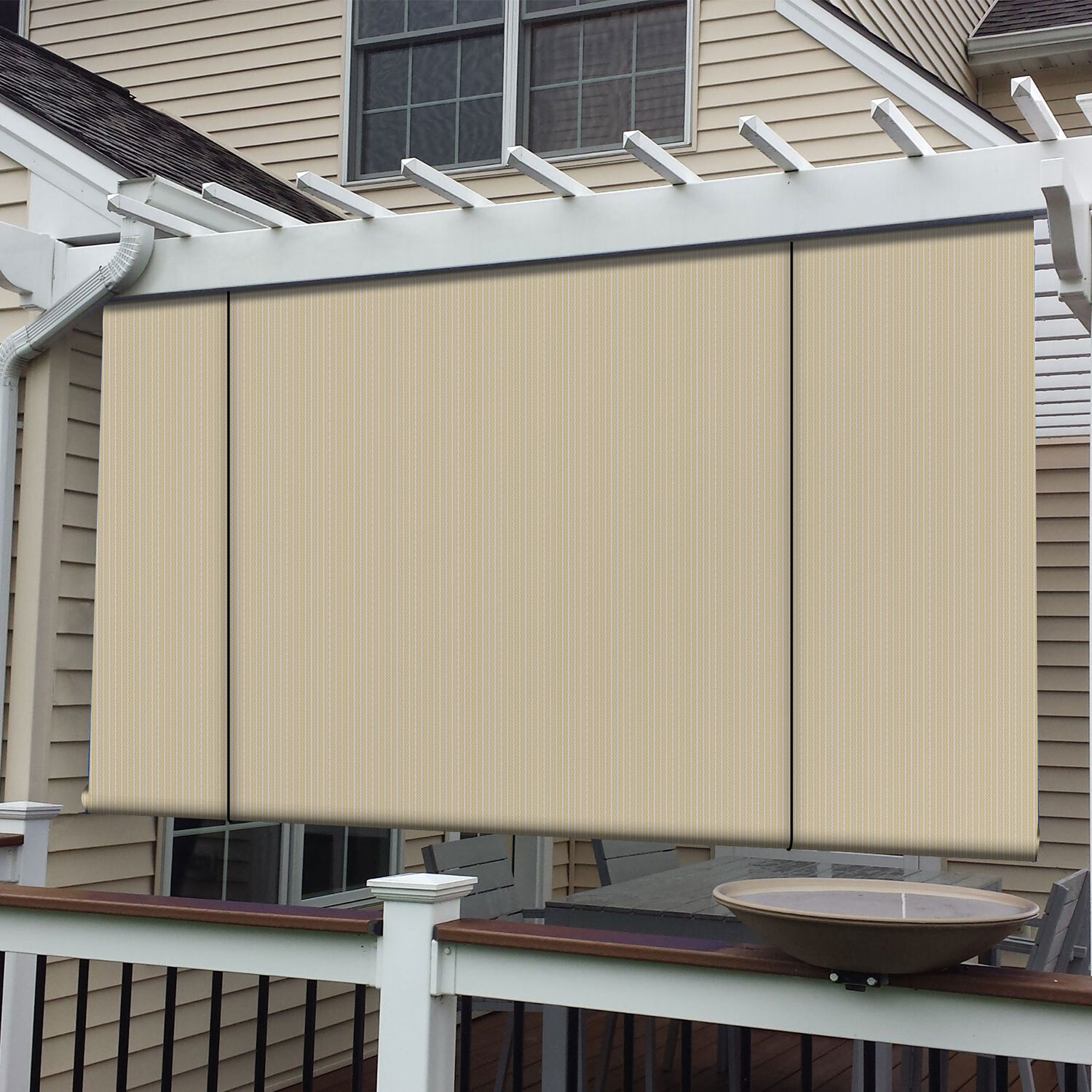 Beige 6ft Outdoor Roller Shade Roll Up Shade UV Block Deck Porch Pergola Balcony