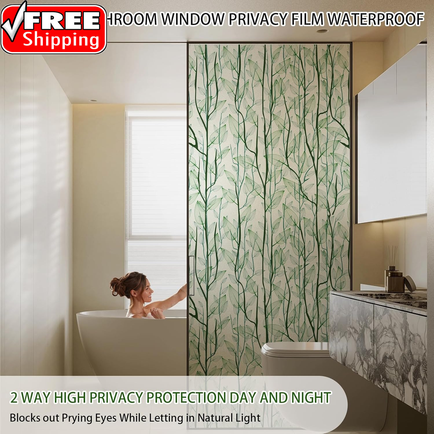 Window Film Privacy with Installation Tools, Decorative Stained Glass Window Cli