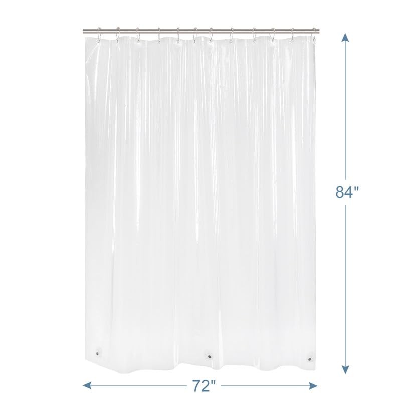 Amazer Extra Long Shower Curtain Liner 72 x 84 72″W x 84″L (Pack of 1), Clear