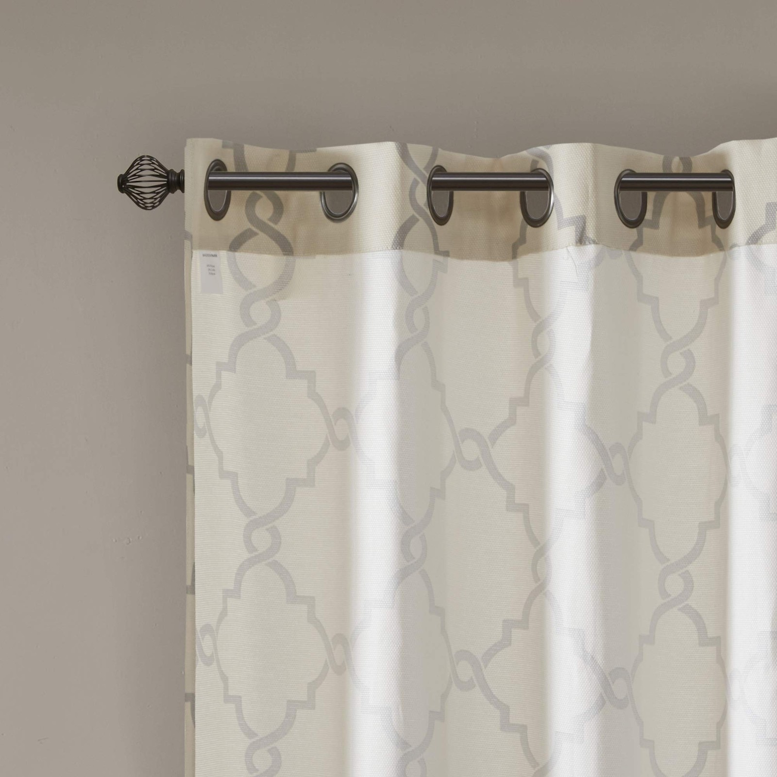 Madison Park Single Window Curtain Saratoga 50×63 Beige/Grey Grommet Top