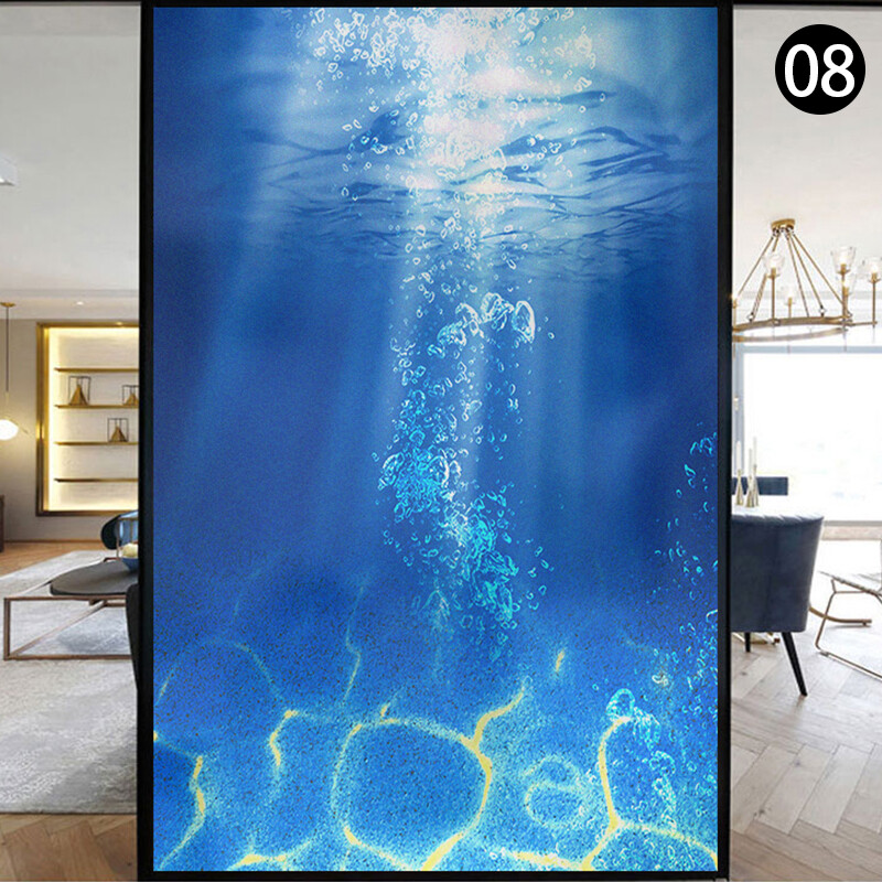 New Ocean Underwater Static Clings Frosted Glass Stained Window Sticker Film