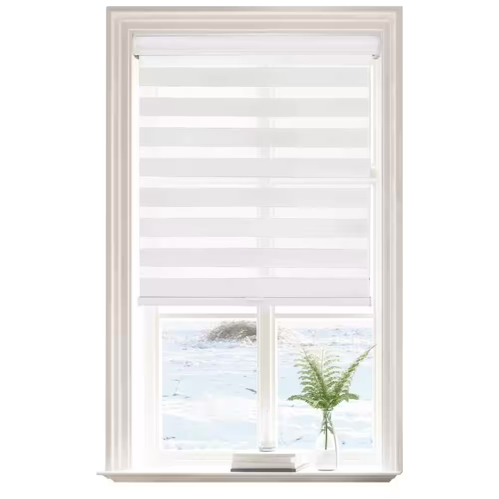 LUMI White 39 W x 72 L Light Filtering Cordless Zebra Fabric Roller Window Shade
