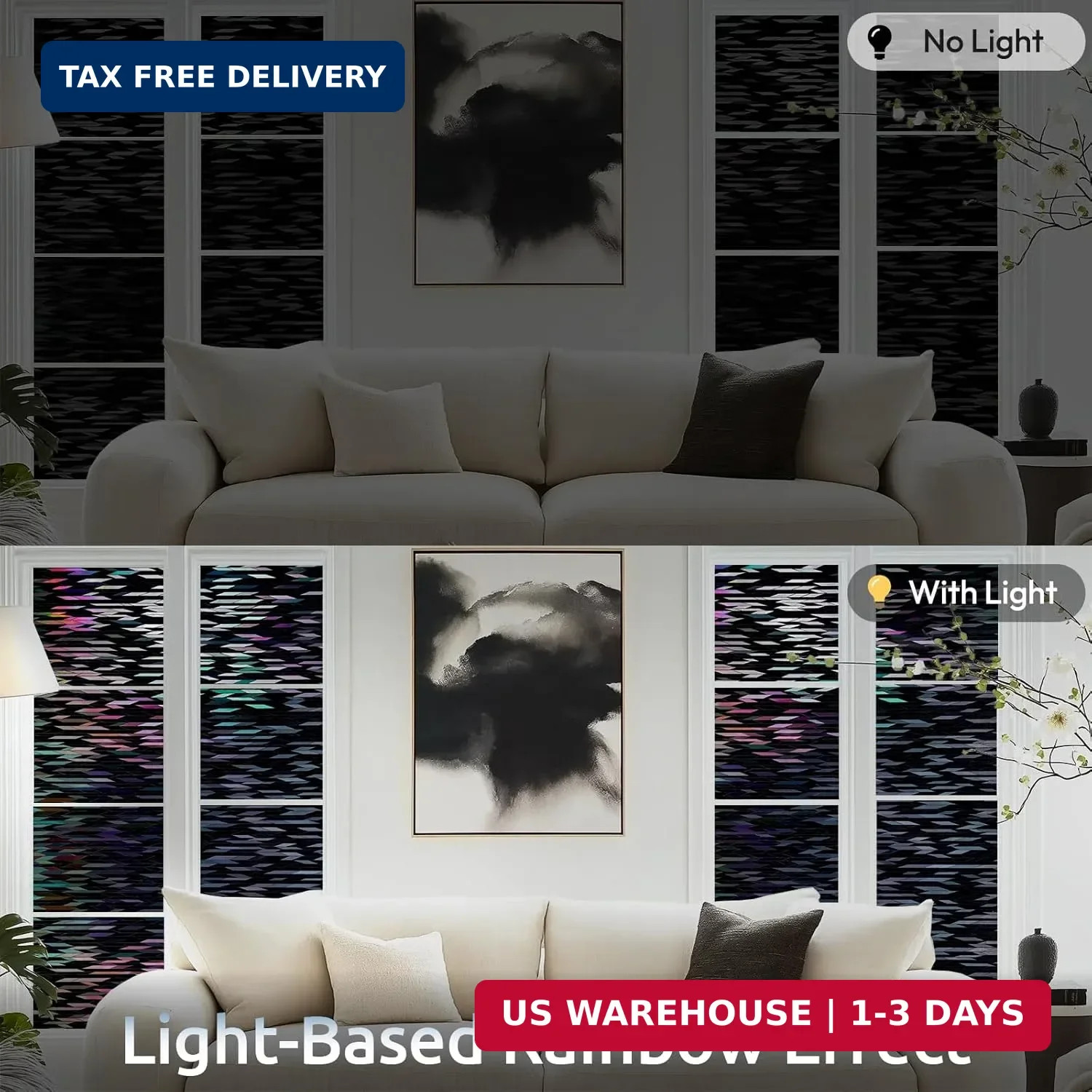 rabbitgoo Blackout Window Film Light Blocking with Kit, 17.5″ x 118.1″ | Stained