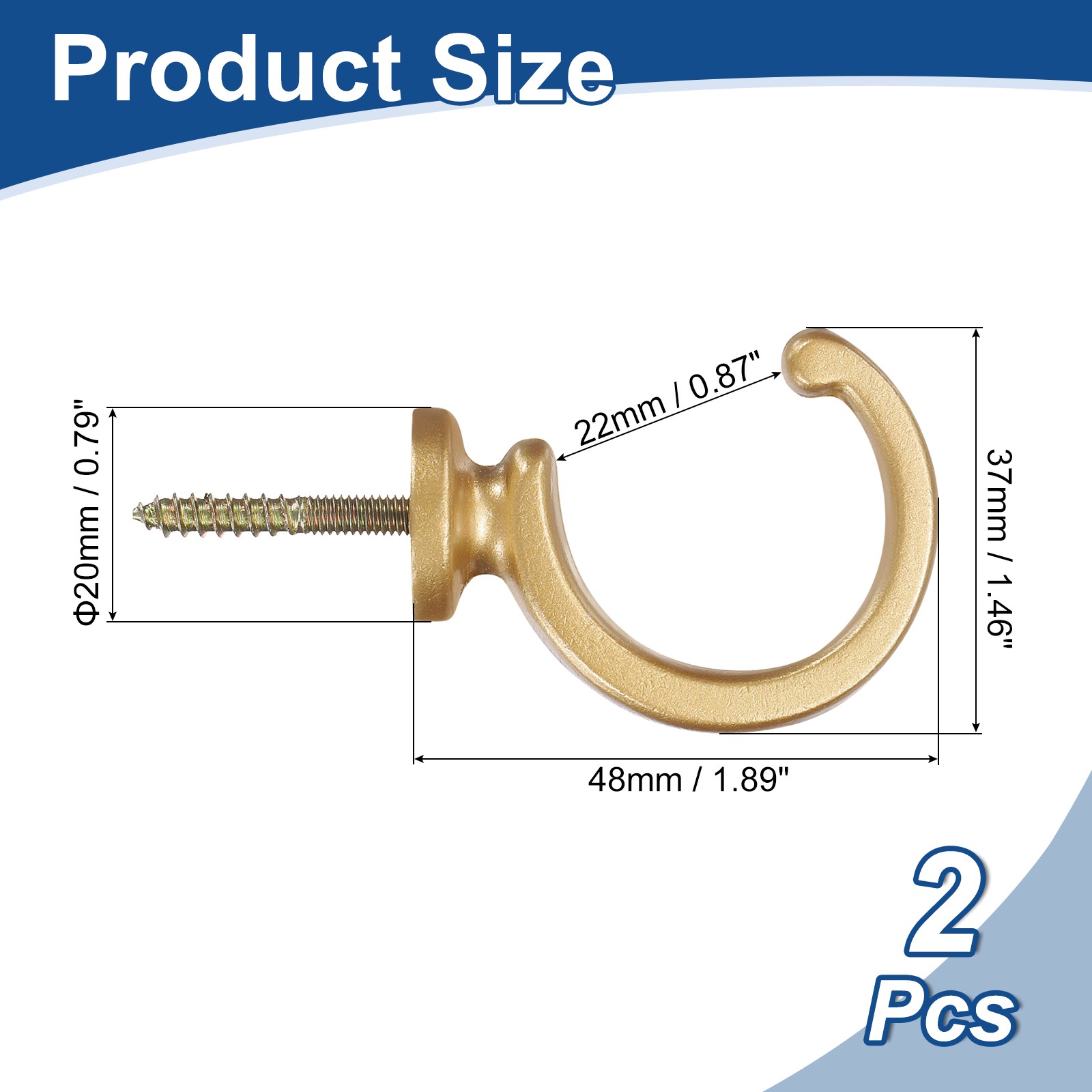2Pcs Curtain Holdbacks Wall Mounted Zinc Alloy Drapery Tiebacks Hooks Golden]