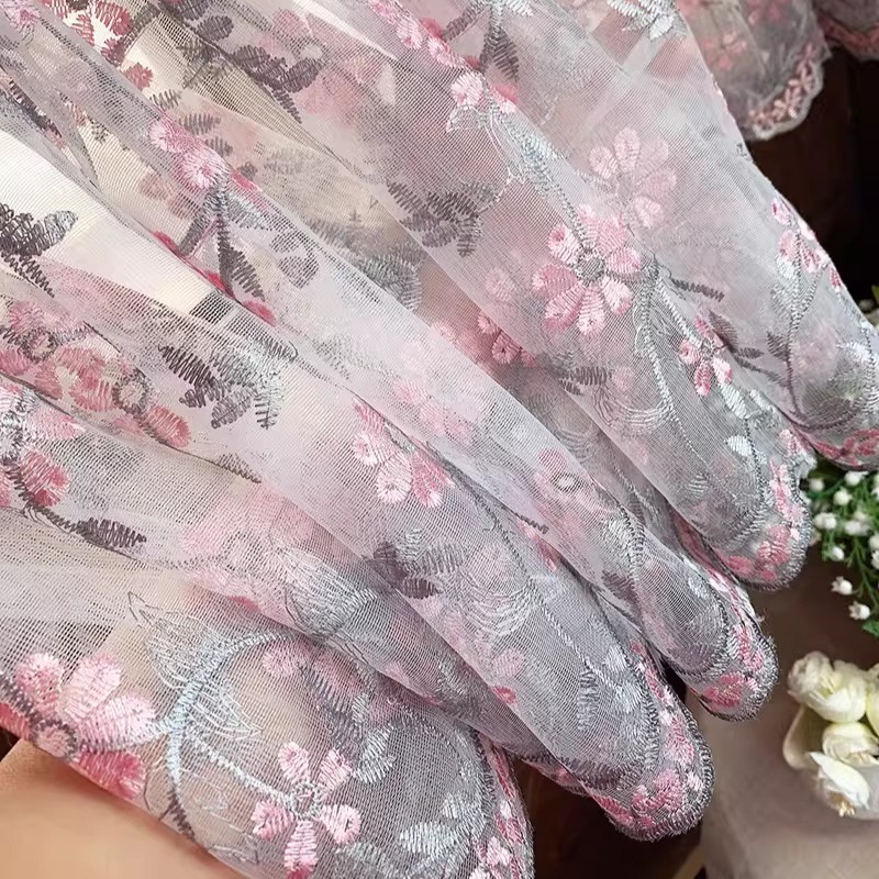 Lace Sheer Short Curtain Cabinet Window Drape Lace Embroidered Door Curtain Home