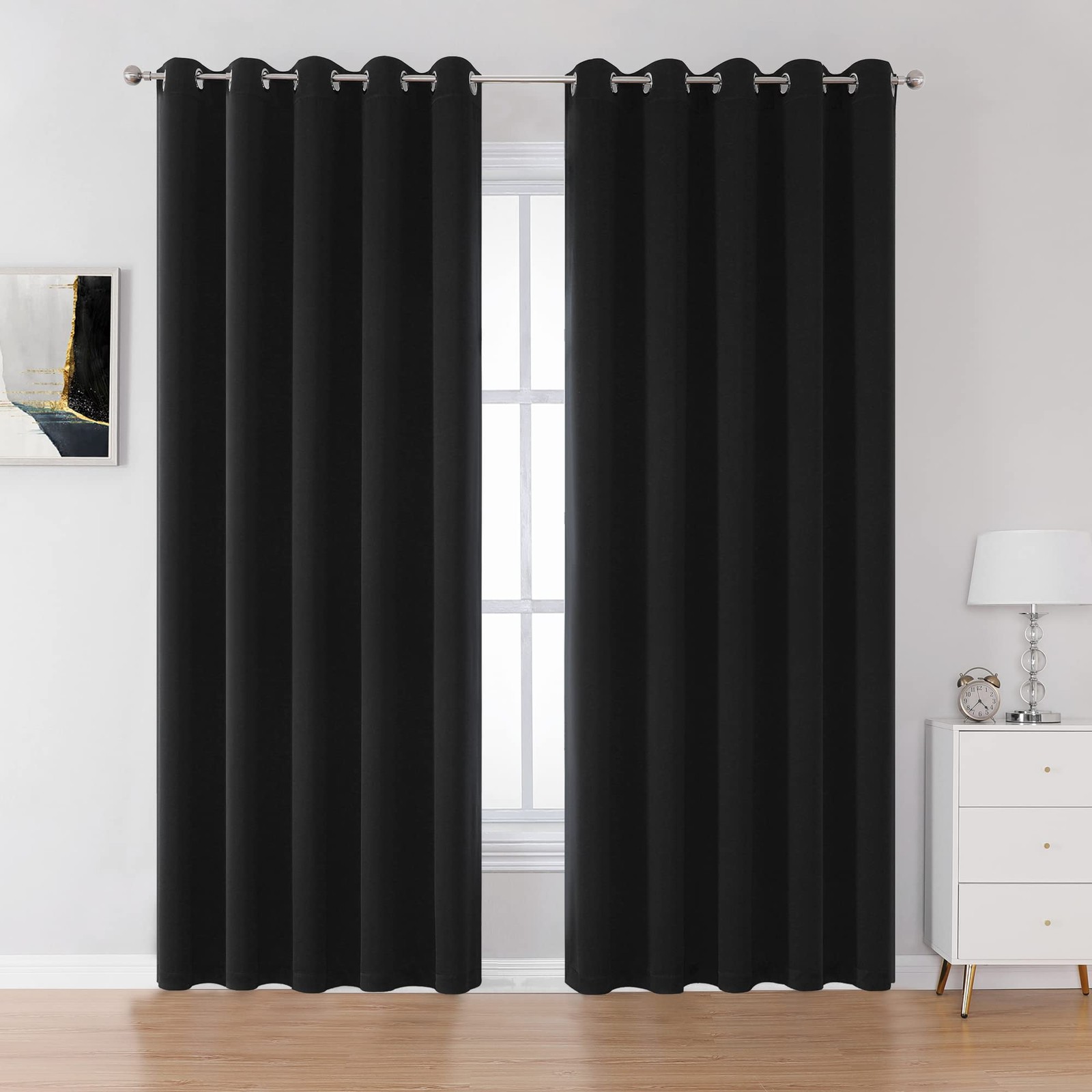 Blackout Curtains 60 inches Wide x 90 inches Long 2 Panels – Grommet Wall Div…