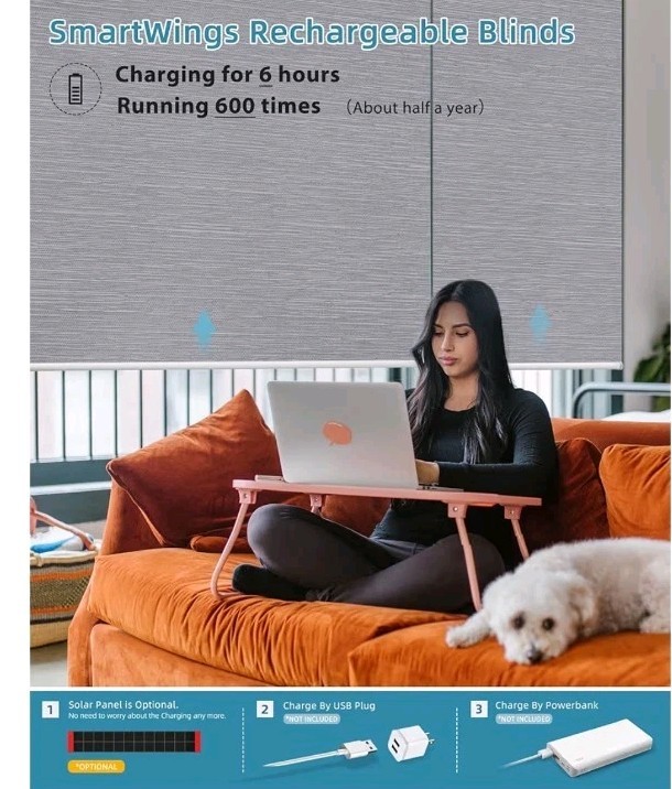 SmartWings Motorized Roller Shades Work with HomeKit 100% Blackout Window 16×22″