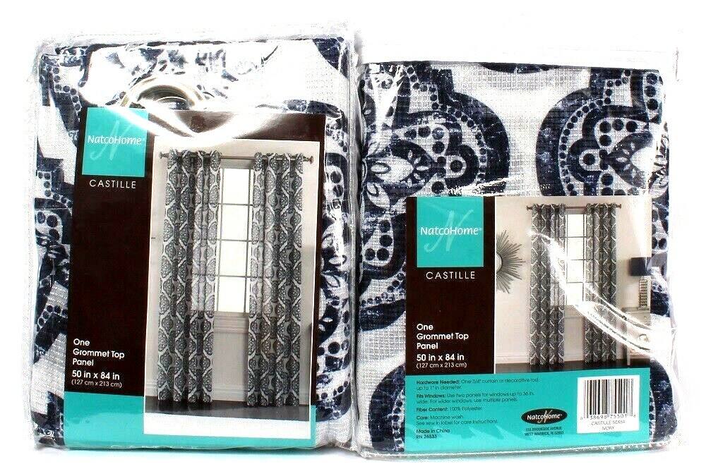 2 Count Natco Home Castille 50 In X 84 In Ivory Grommet Top Panel 100% Polyester